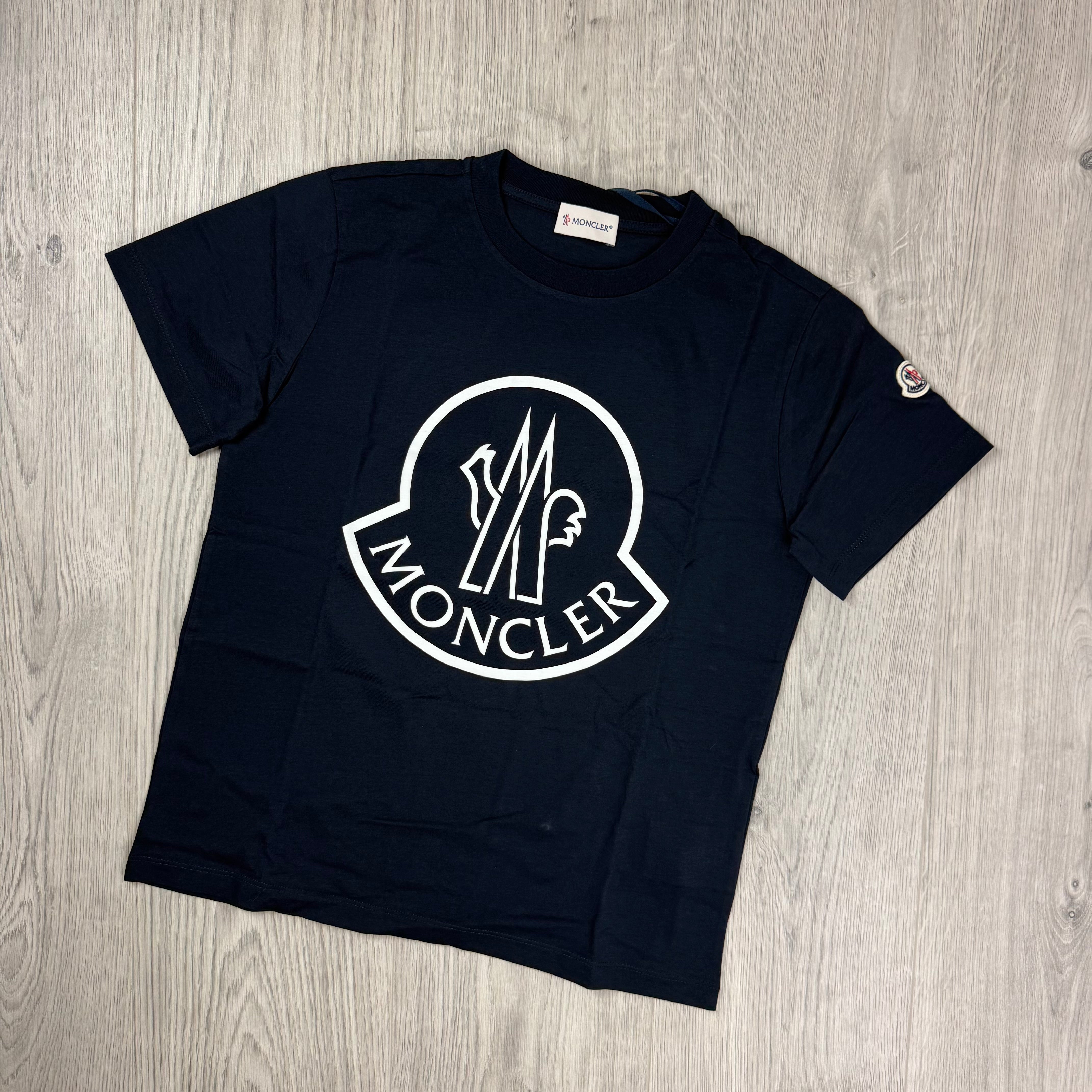 Moncler Junior Scribble T-Shirt - Navy