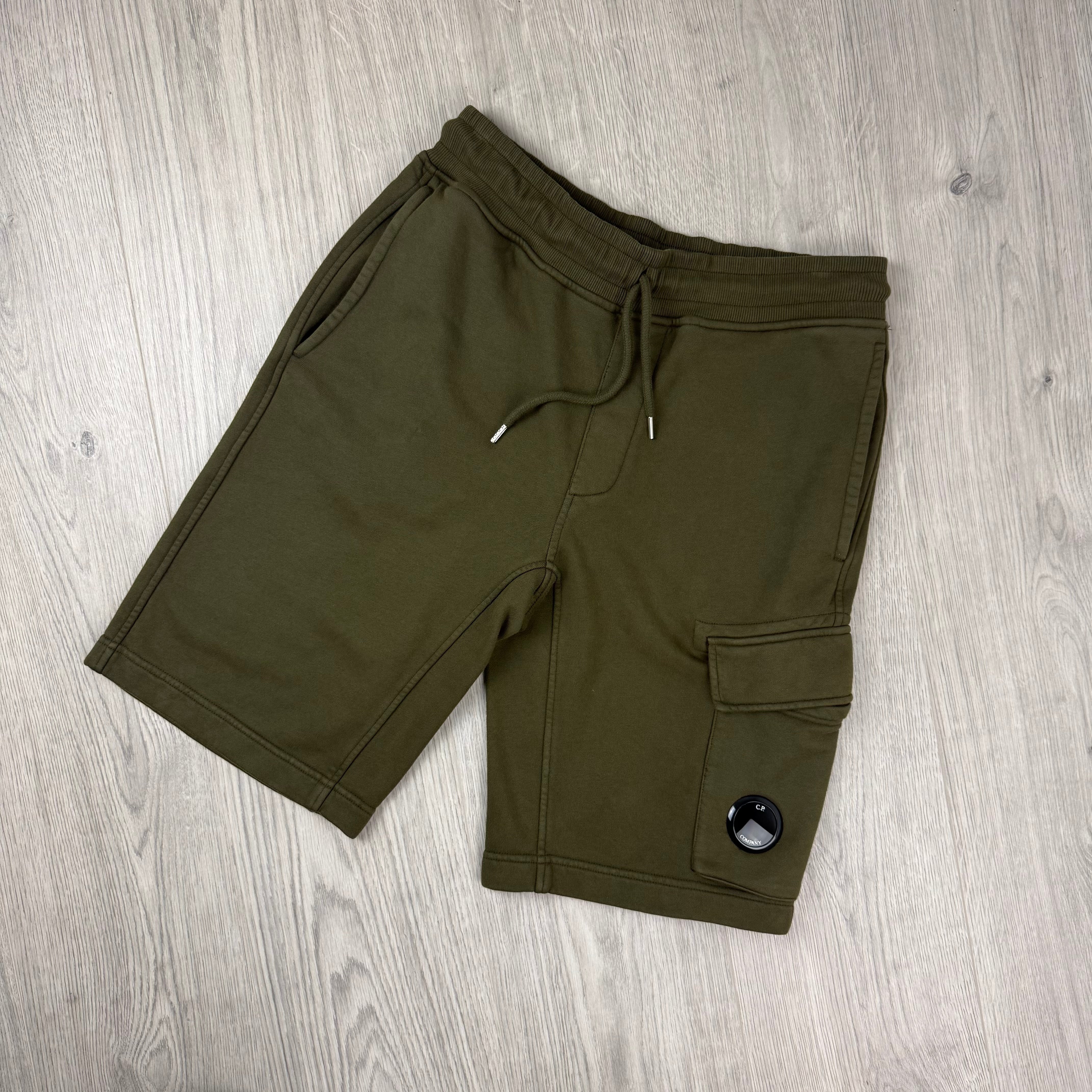 CP Company Raised Fleece Jersey Shorts - Ivy Green