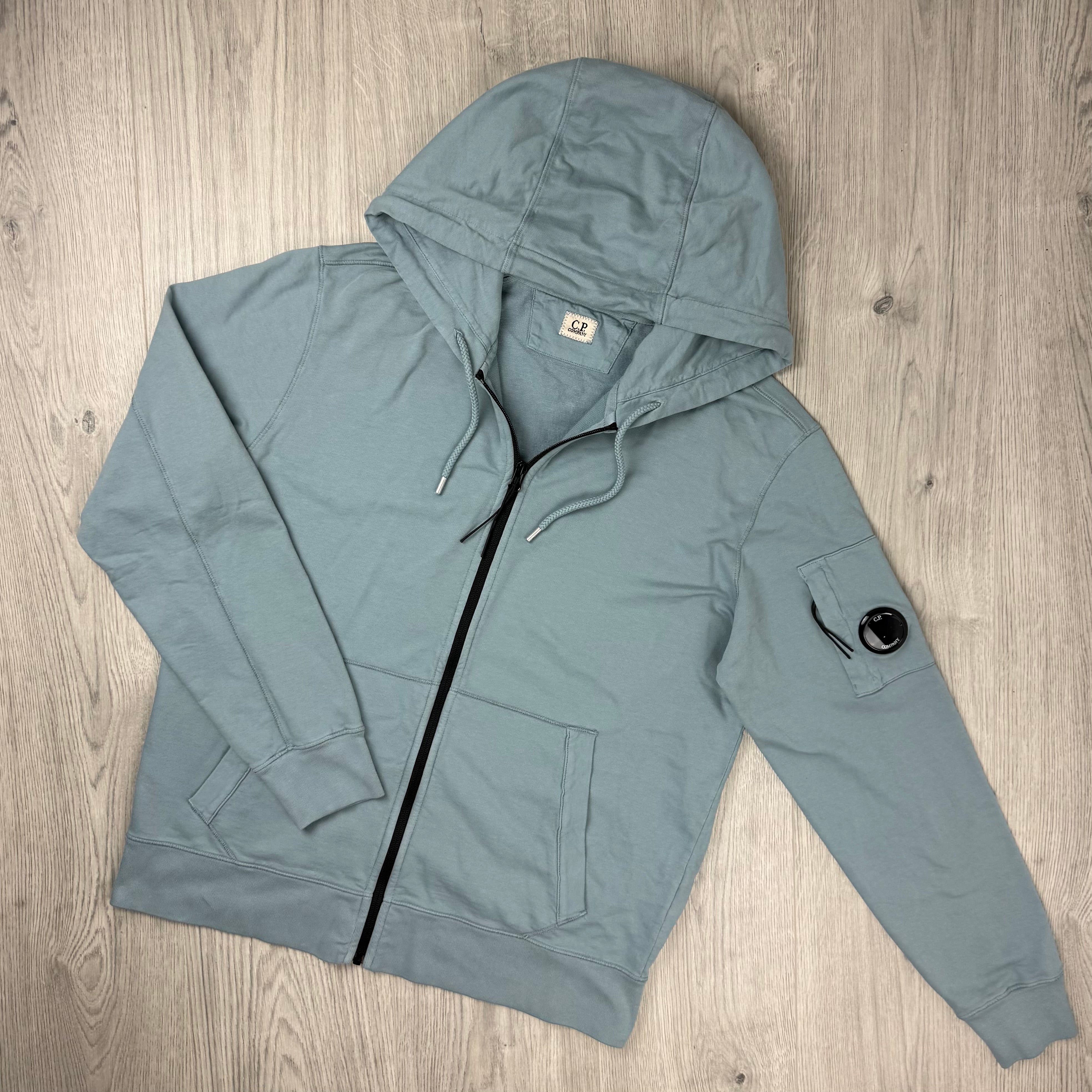 CP Company Light Fleece Zip Hoodie - Silver Blue