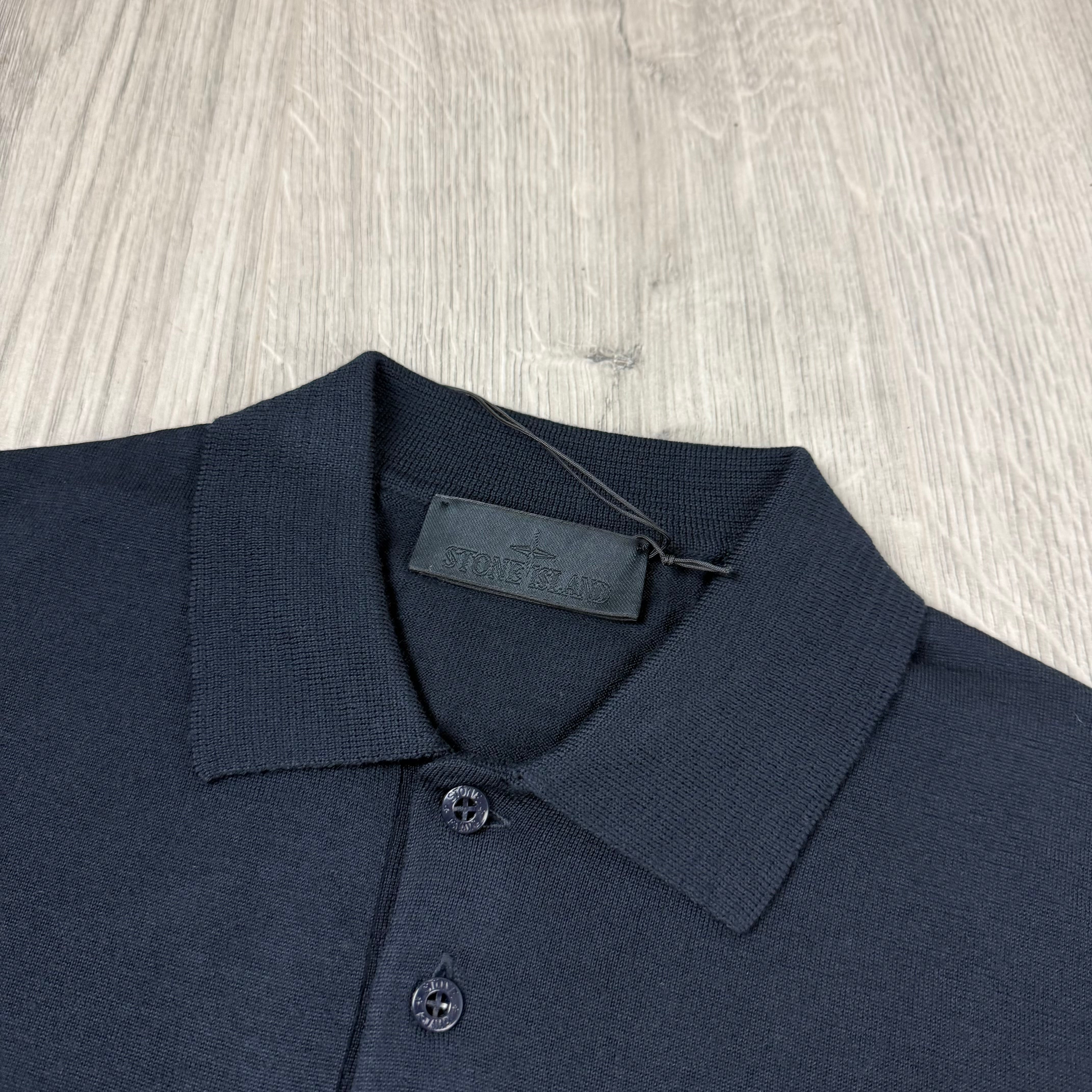 Stone Island Ghost Knit Polo Shirt - Navy