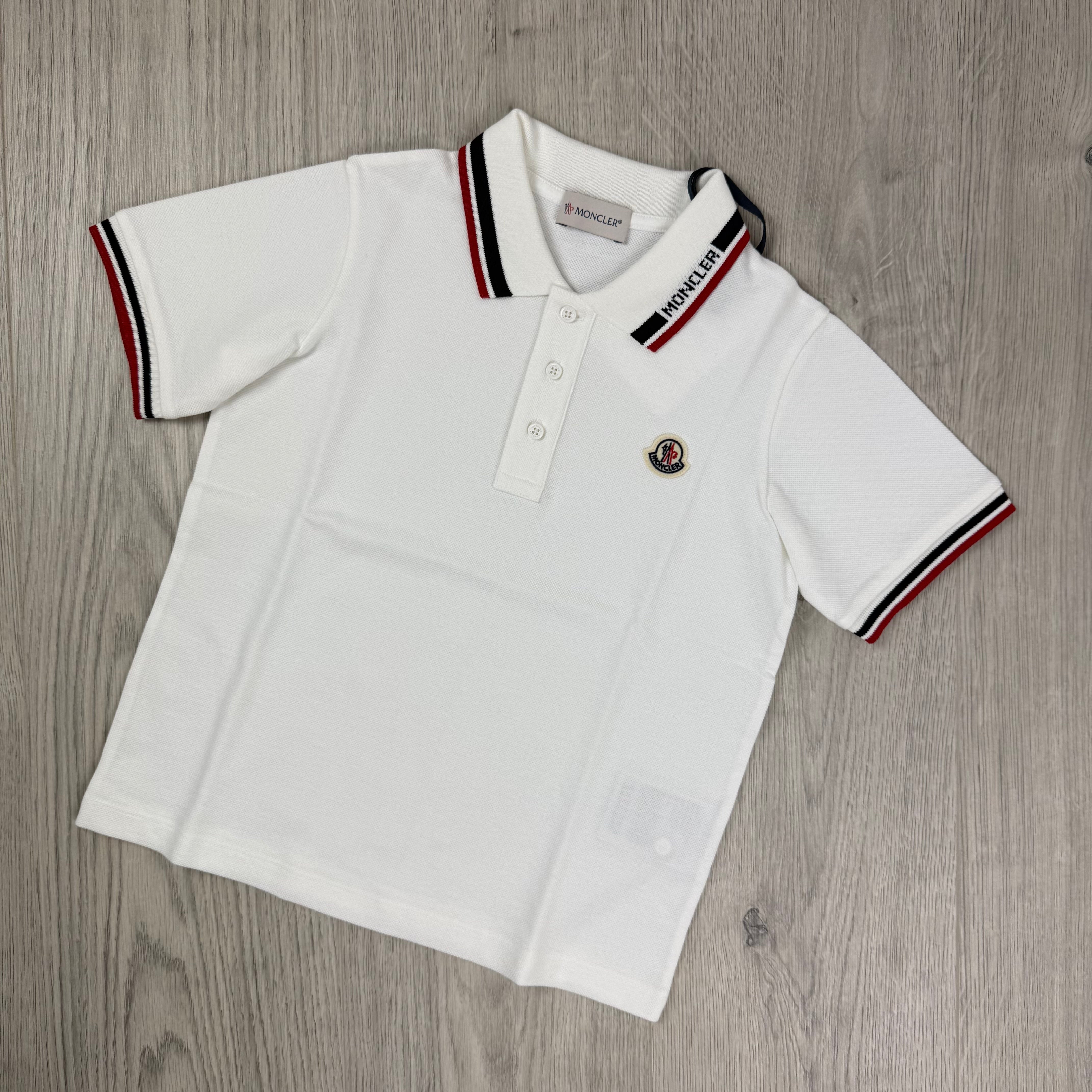Moncler Junior Piqué Polo Shirt - White
