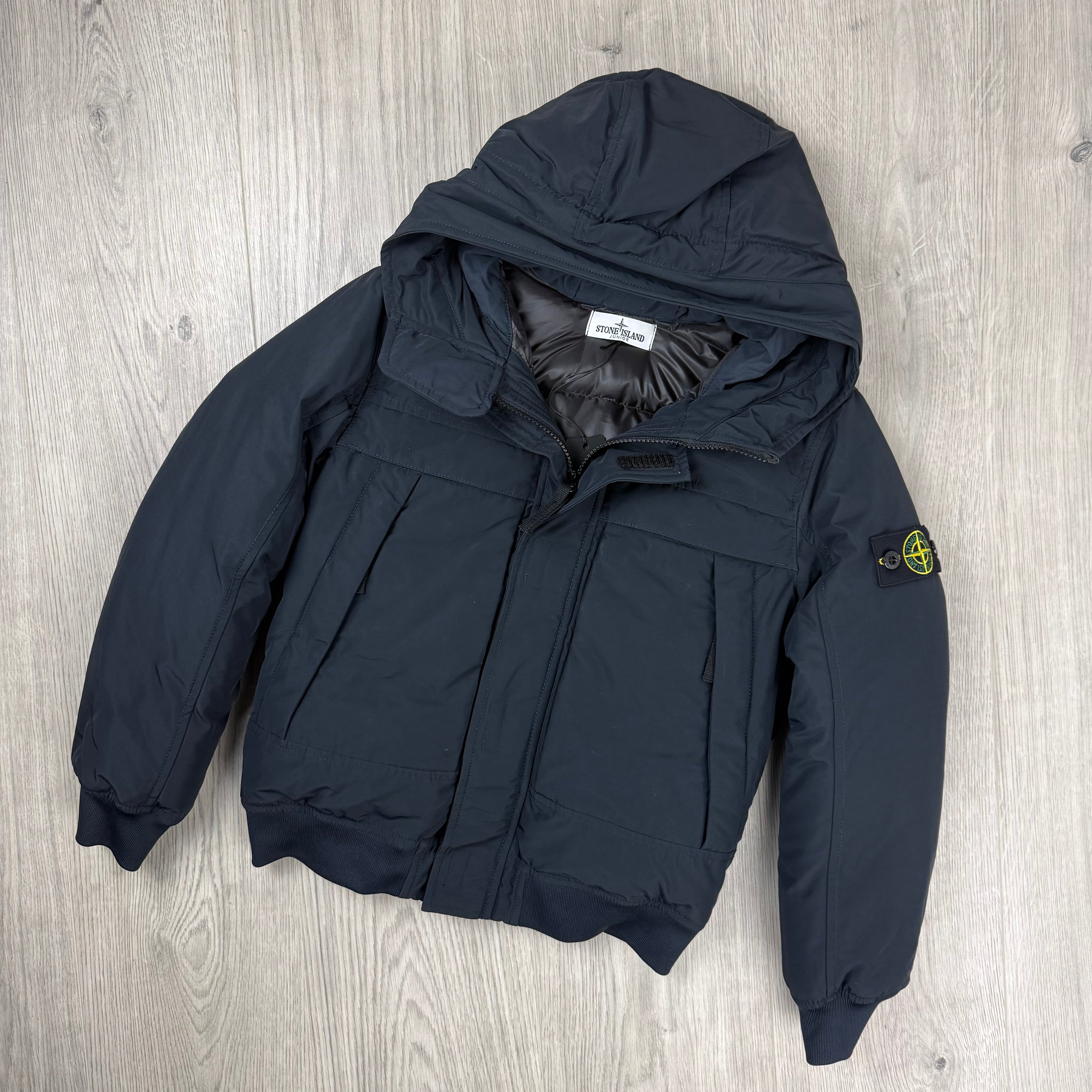 Stone Island Junior Crinkle Reps Down Jacket - Navy