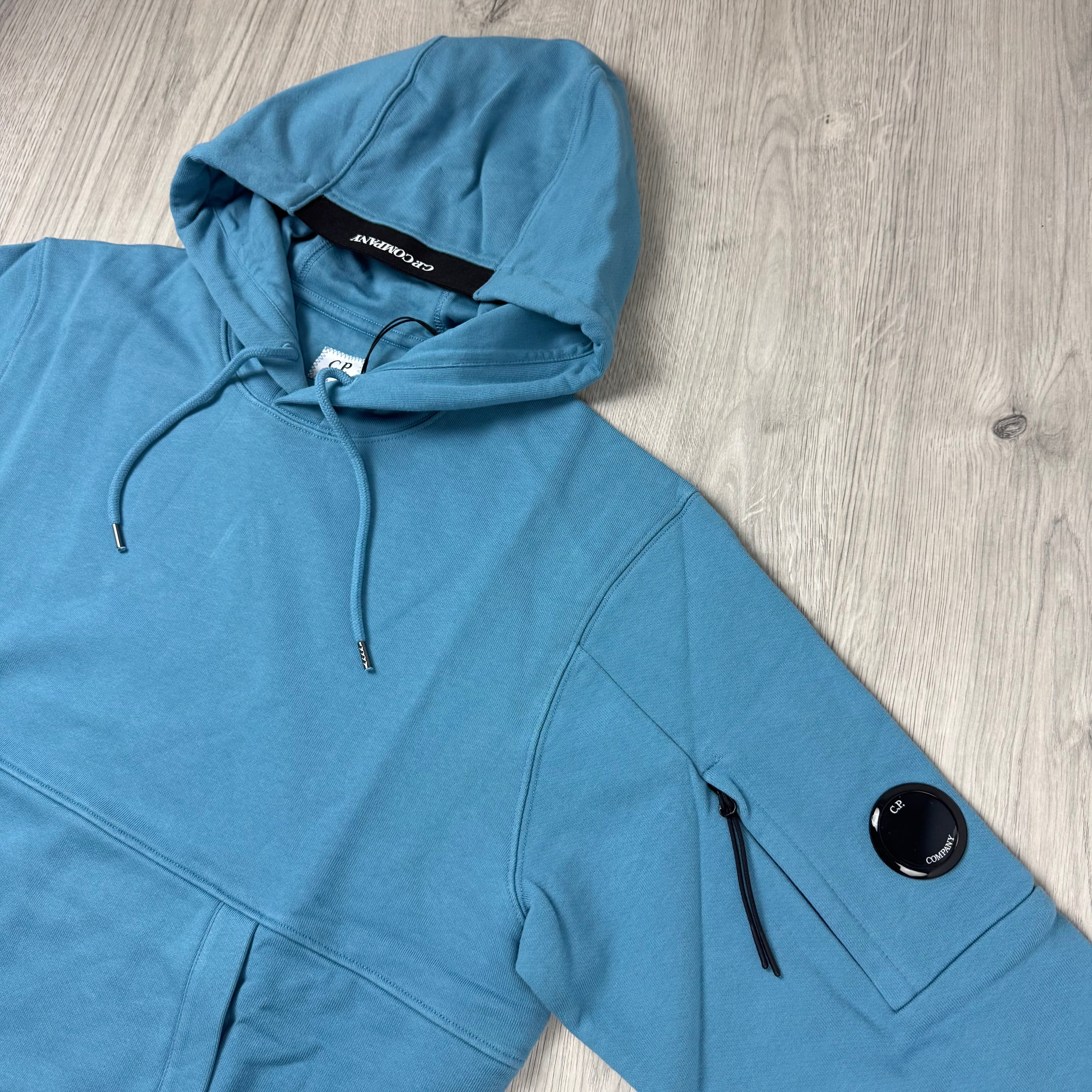 CP Company Raised Fleece Hoodie - Aegean Blue