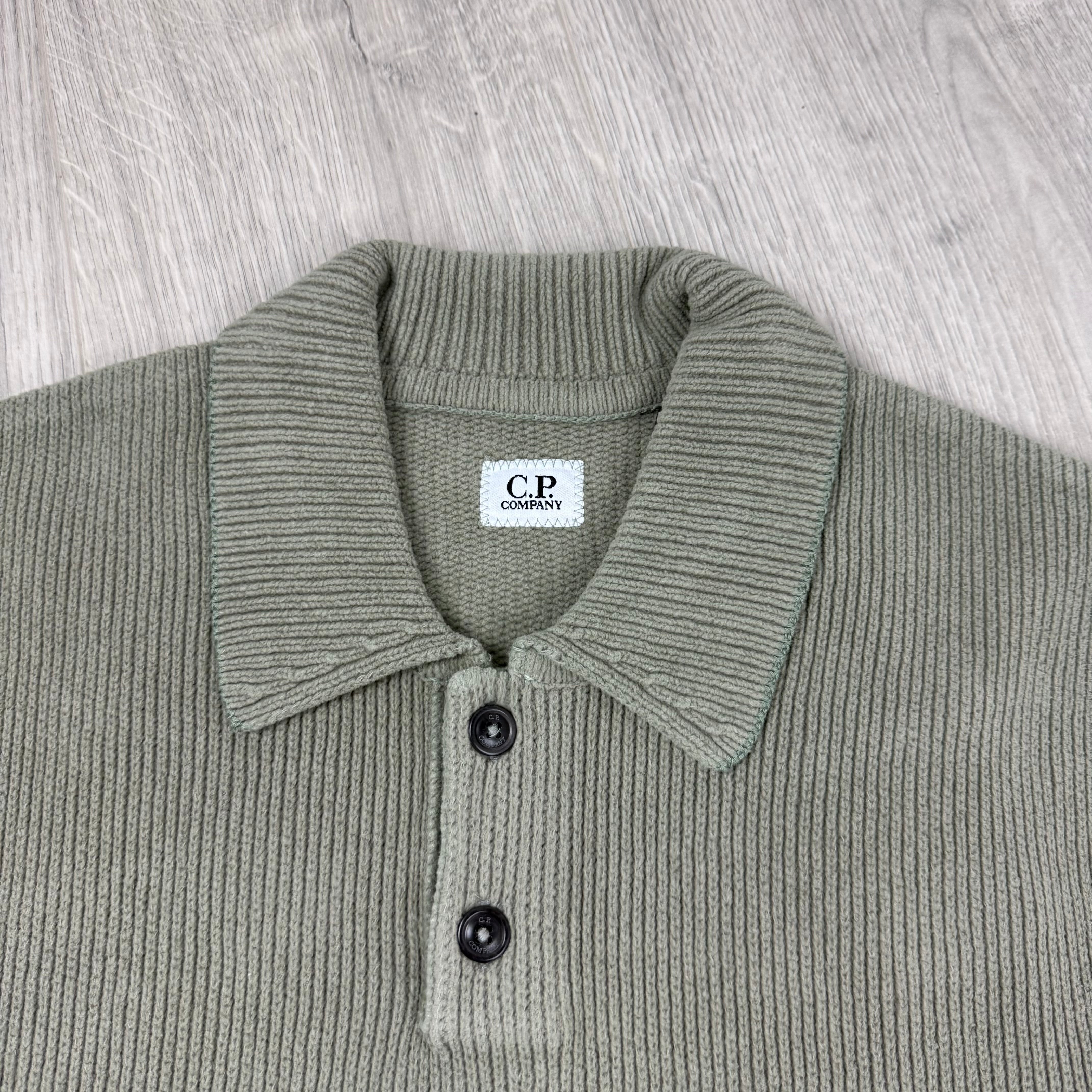 CP Company Chenille Knit Polo - Fallen Rock