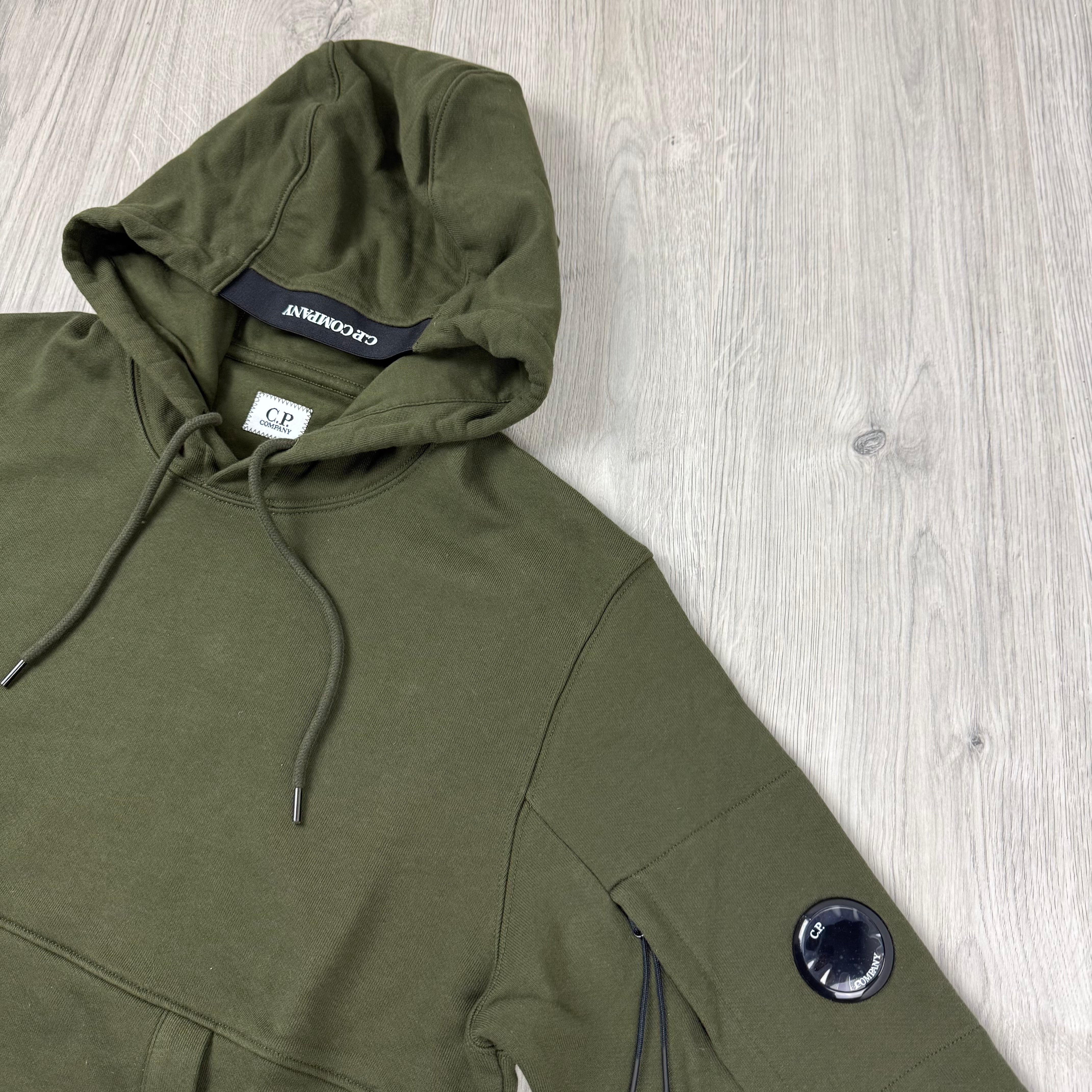 CP Company Raised Fleece Hoodie - Ivy Green