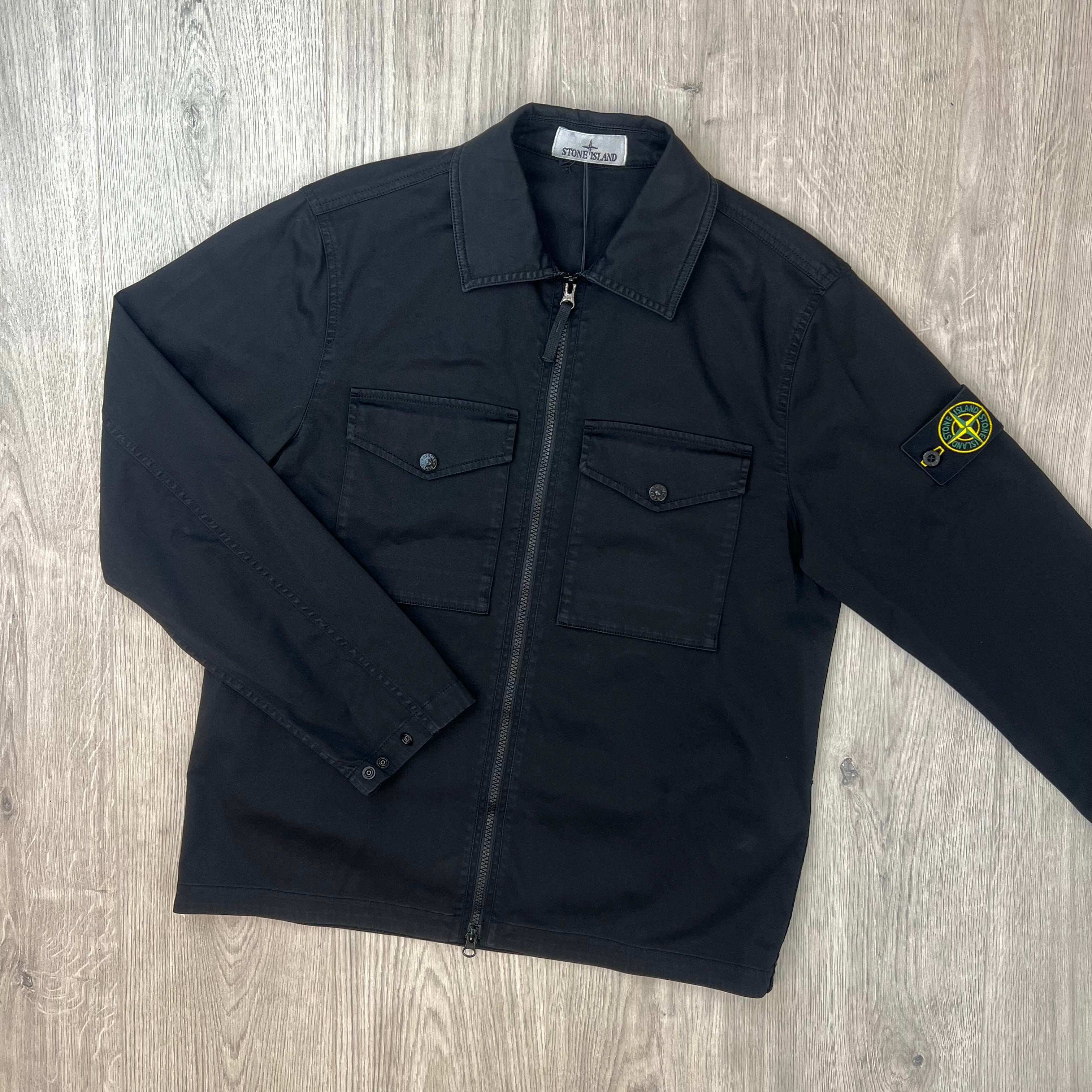 Stone Island Zip Overshirt - Black