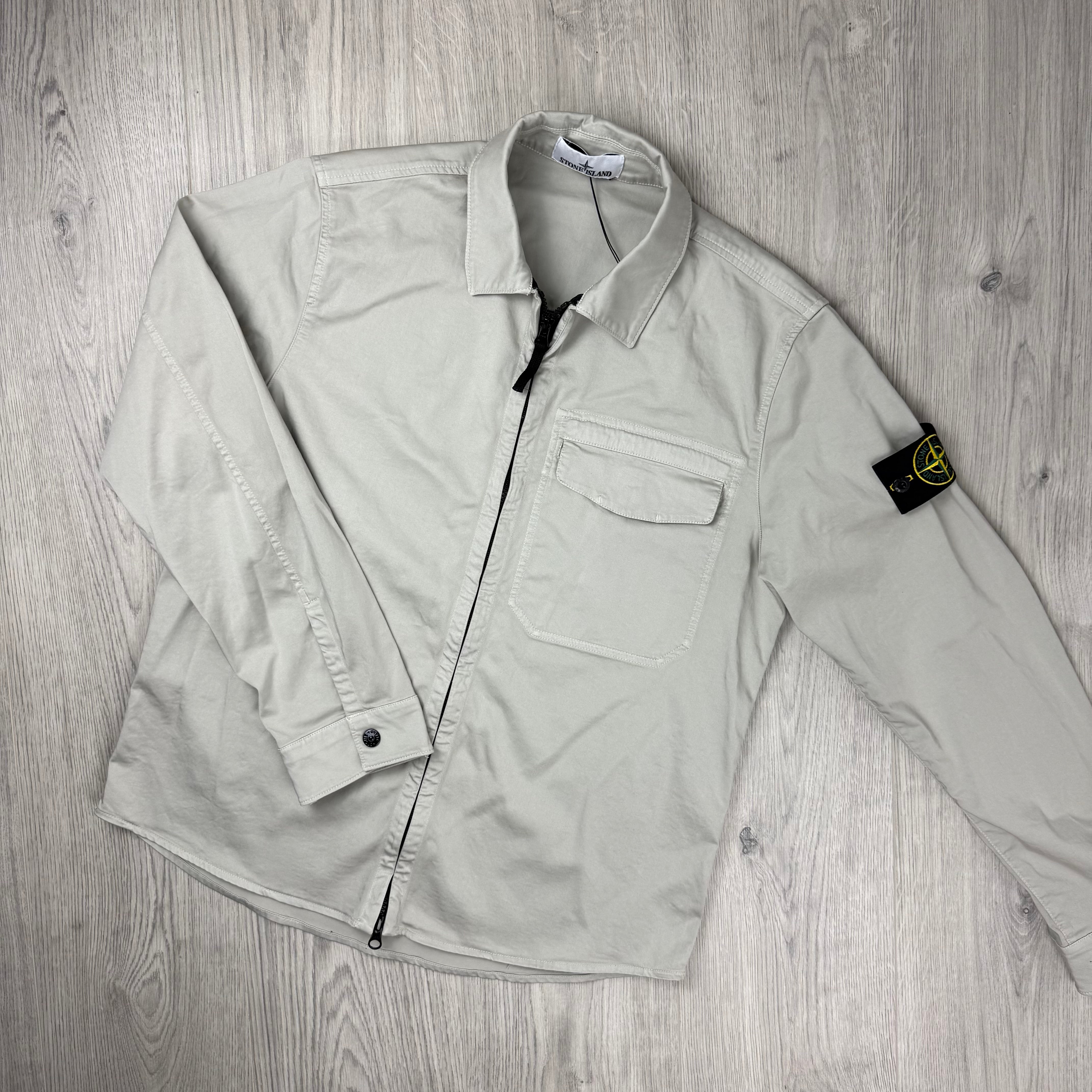 Stone Island Zip Overshirt - Pearl Grey