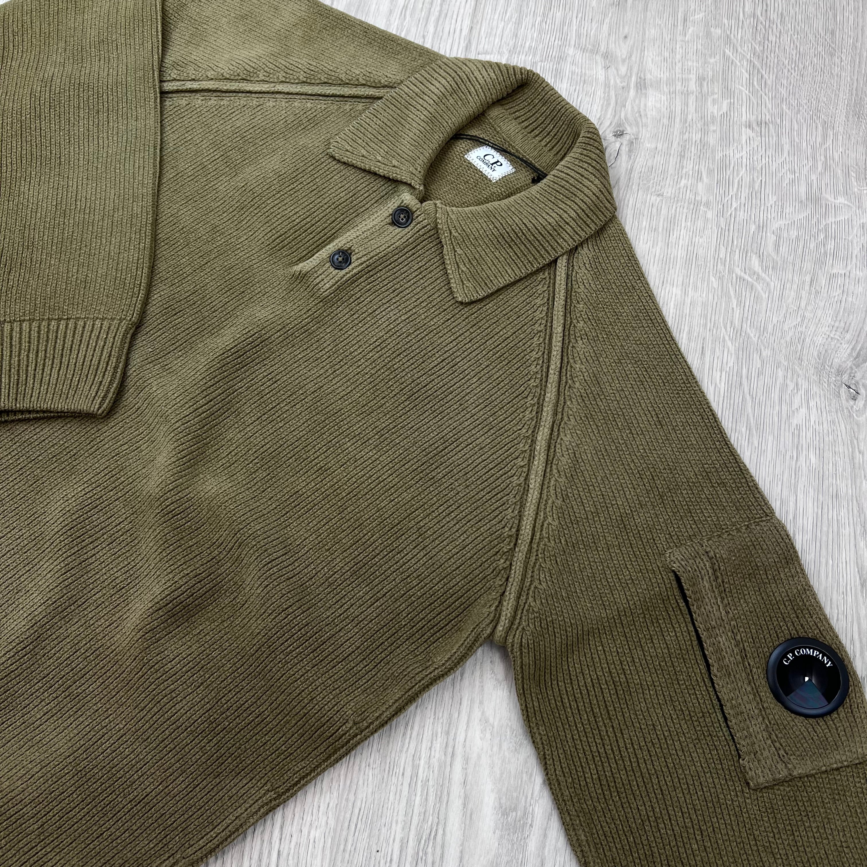 CP Company Chenille Knit Polo - Ermine