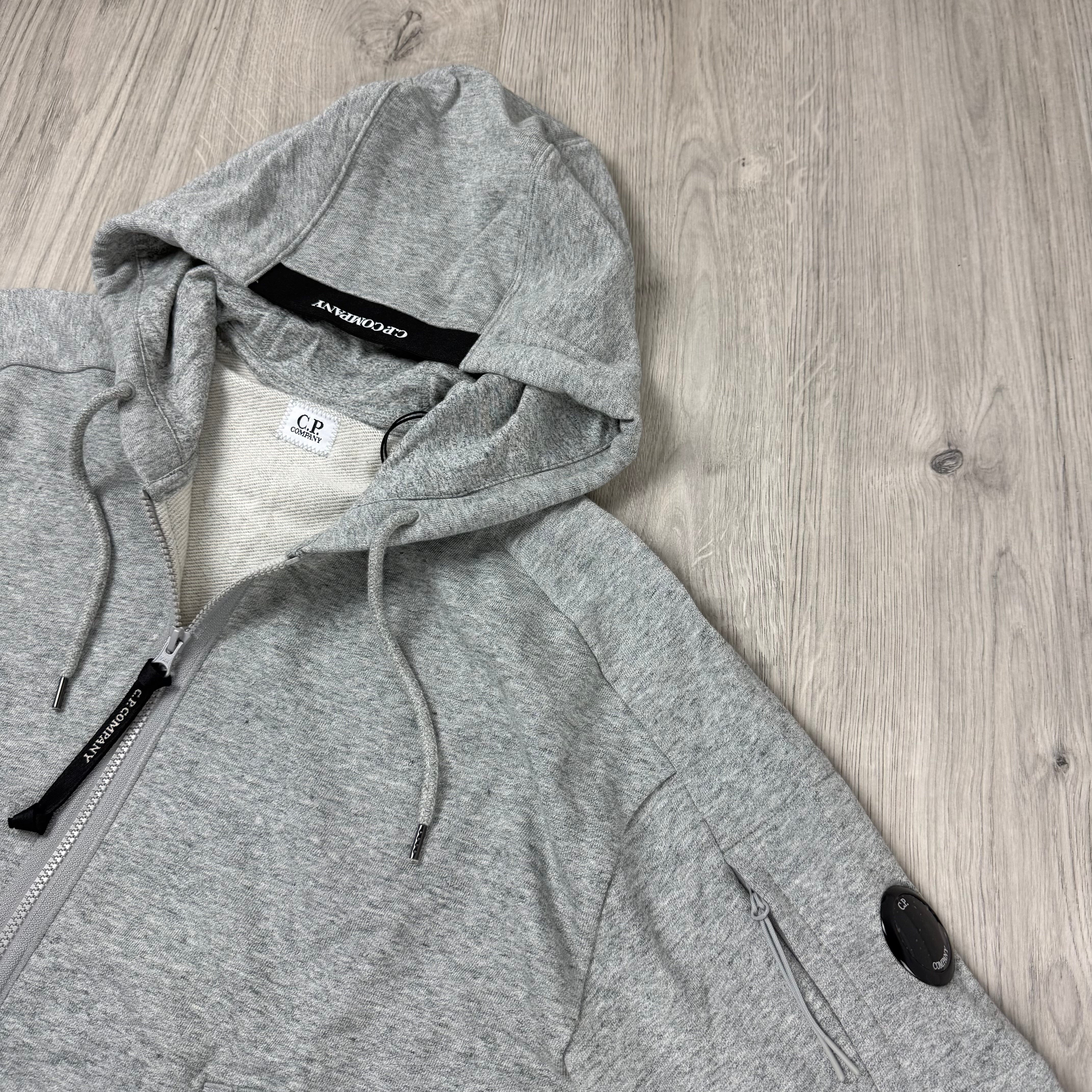 CP Company Raised Fleece Zip Hoodie - Grey
