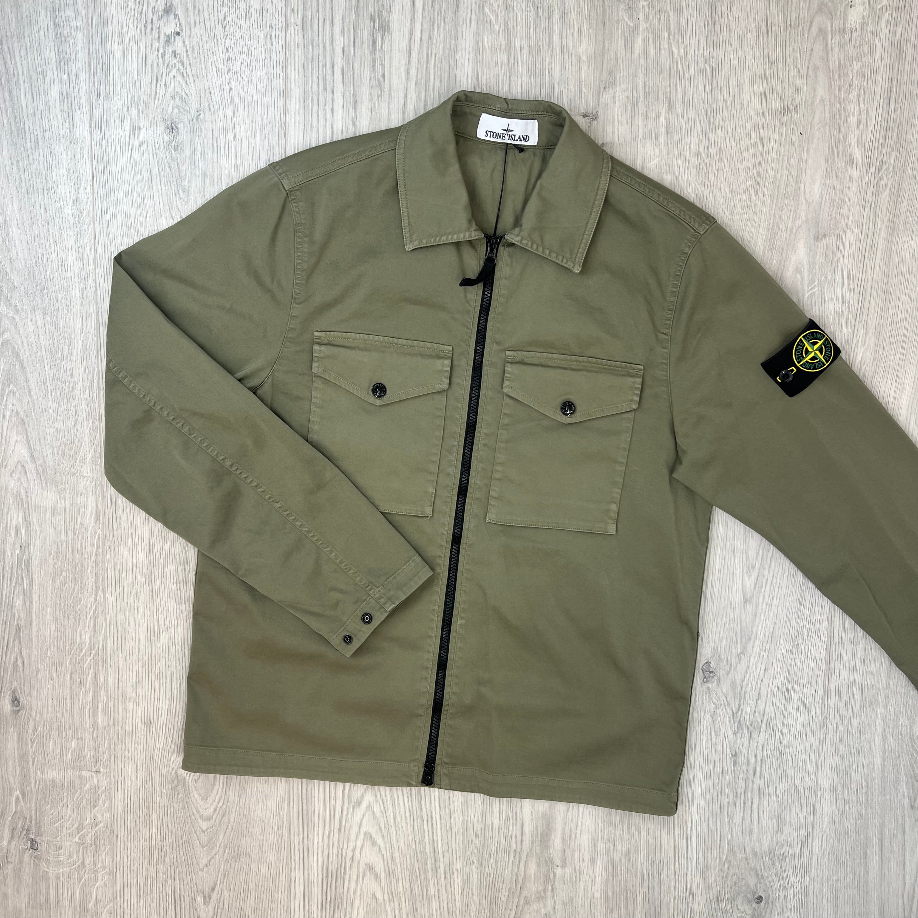 Stone Island Zip Overshirt - Military Green