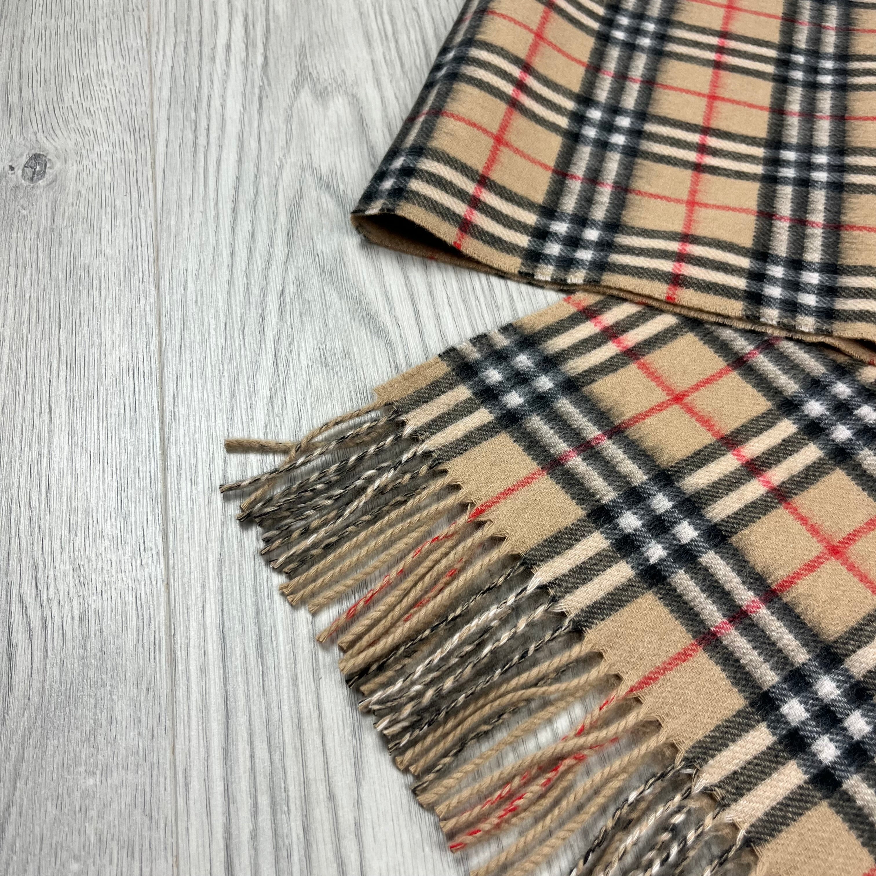 Burberry Reversible Cashmere Scarf in Archive Check. On sale at Open Attire.