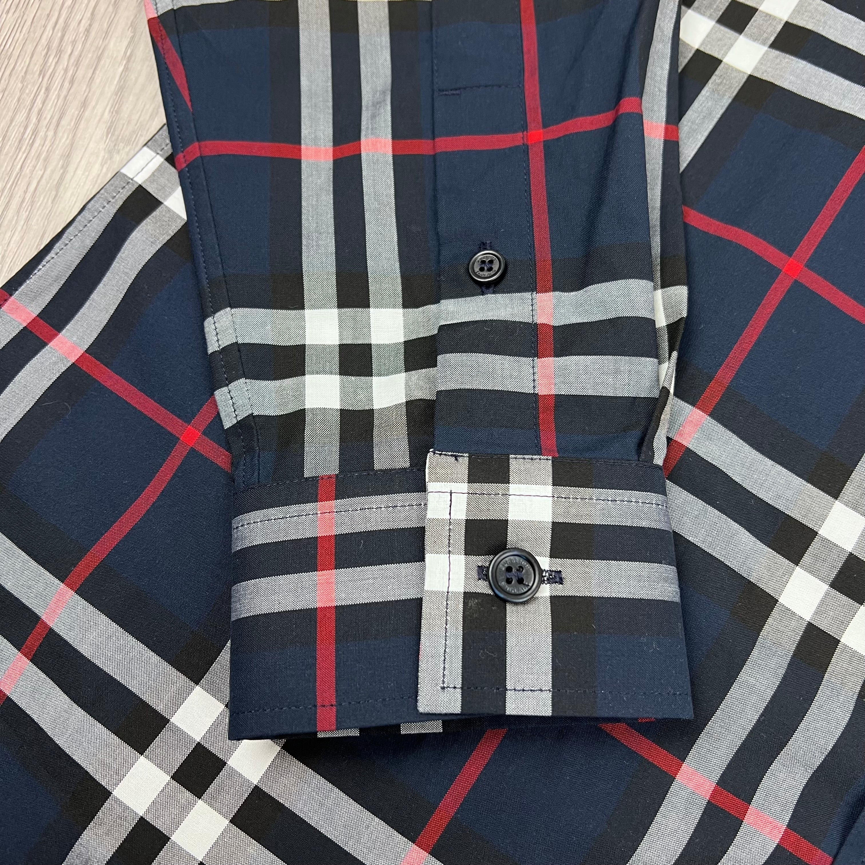 Men's Burberry Caxtan Shirt in Navy Blue. On sale at Open Attire.