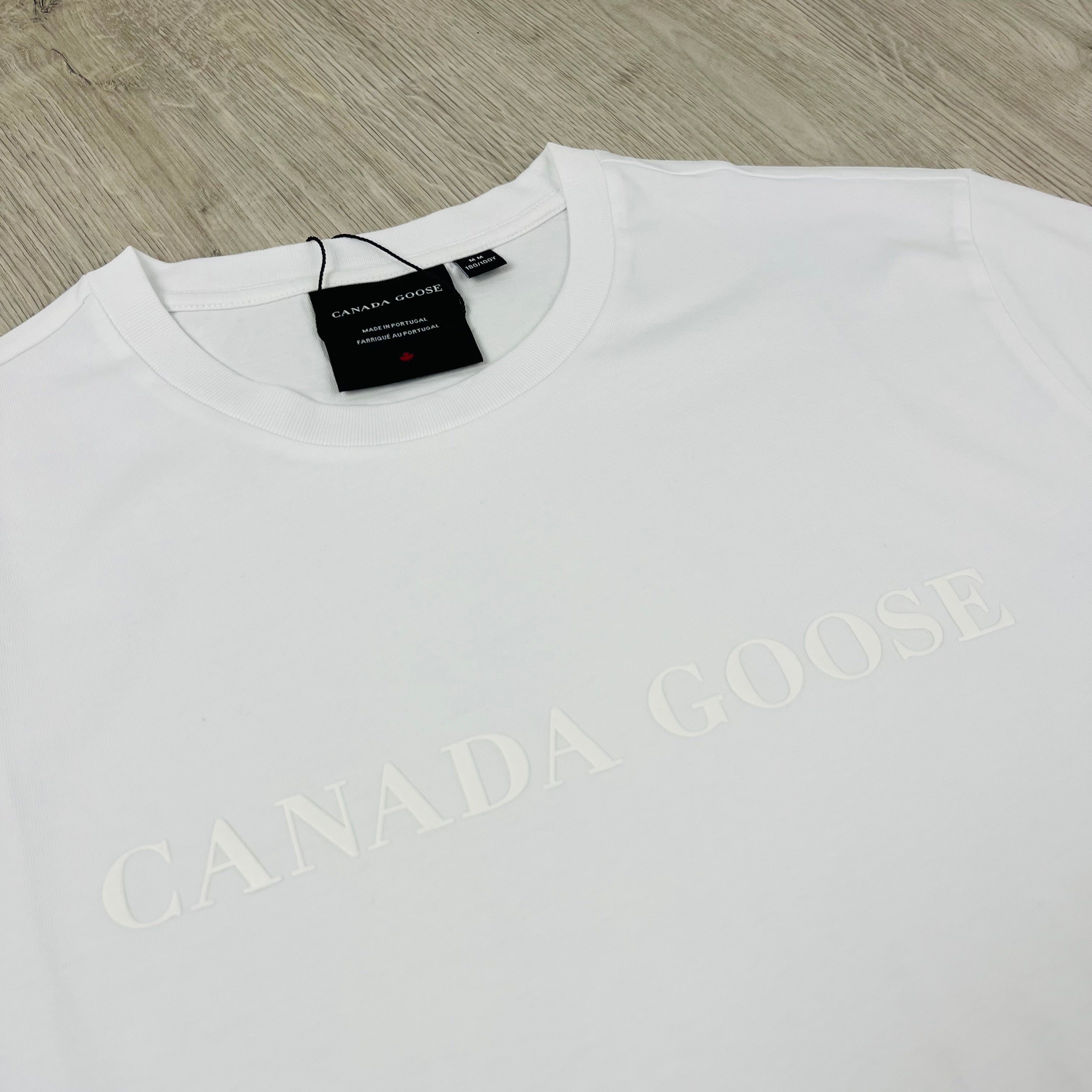 Men's Canada Goose Emersen T-Shirt in White. On sale at Open Attire.