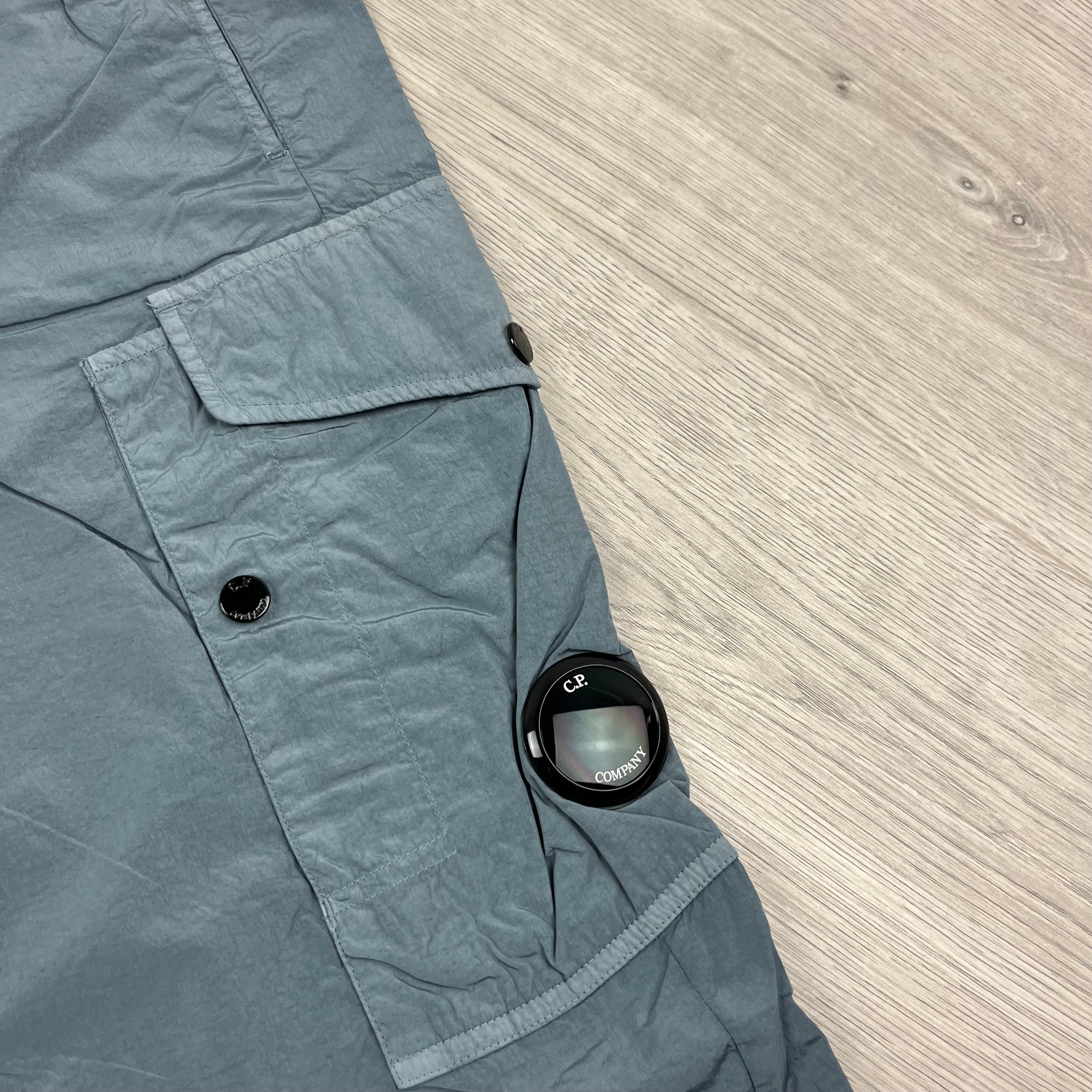 CP Company Chrome-R Cargo Trousers in Stormy Weather. On sale at Open Attire.