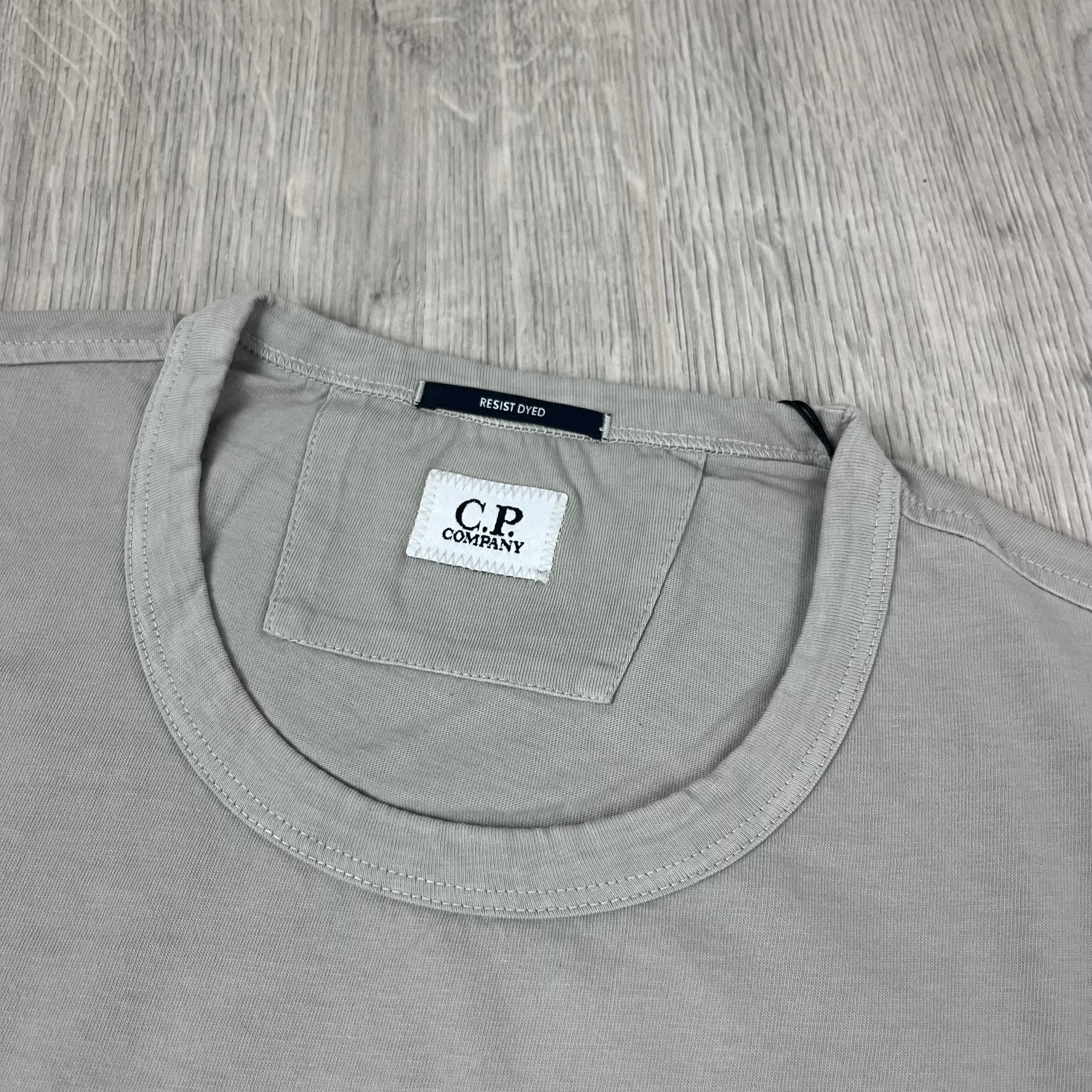 Men's CP Company Printed T-Shirt in London Fog. On sale at Open Attire.