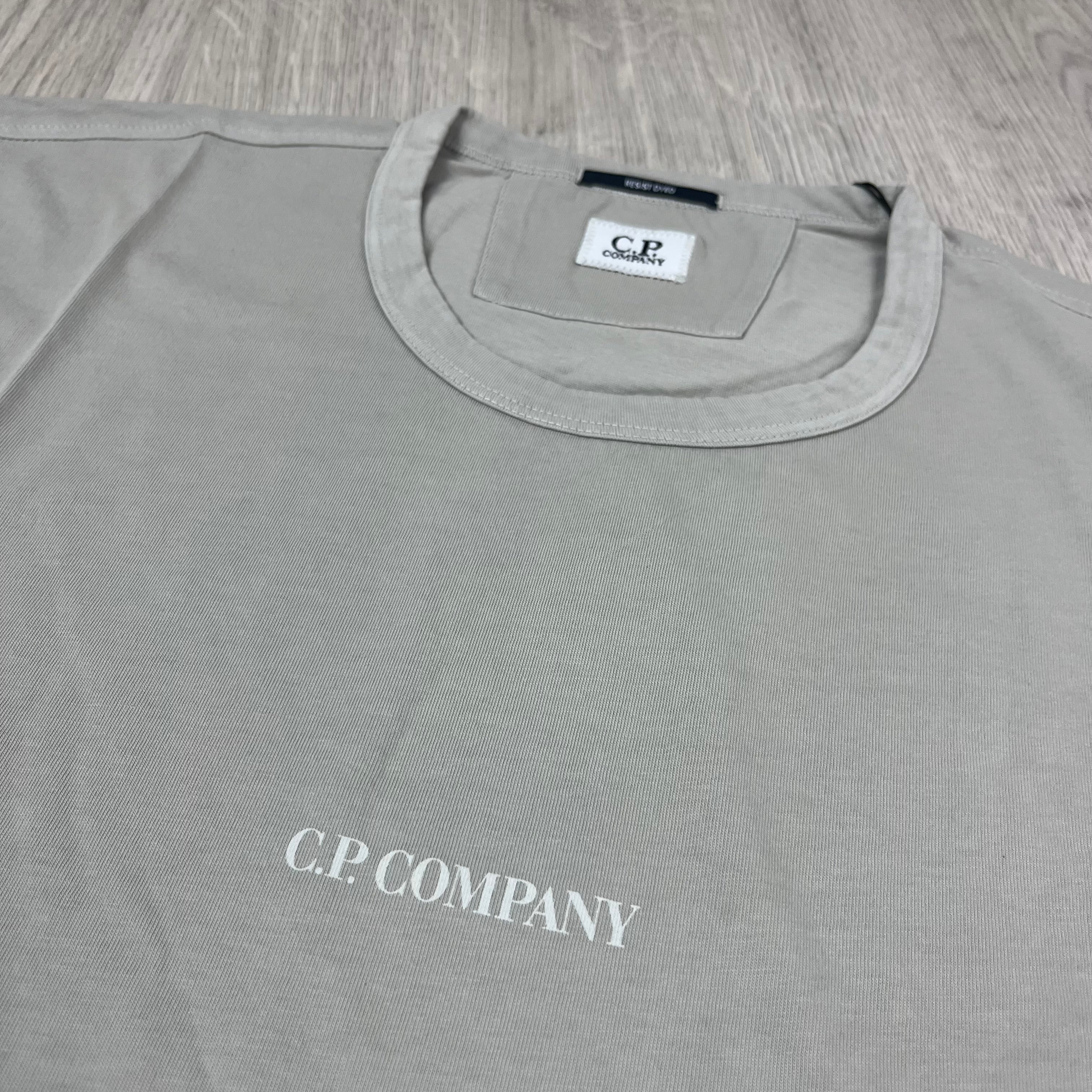 Men's CP Company Printed T-Shirt in London Fog. On sale at Open Attire.