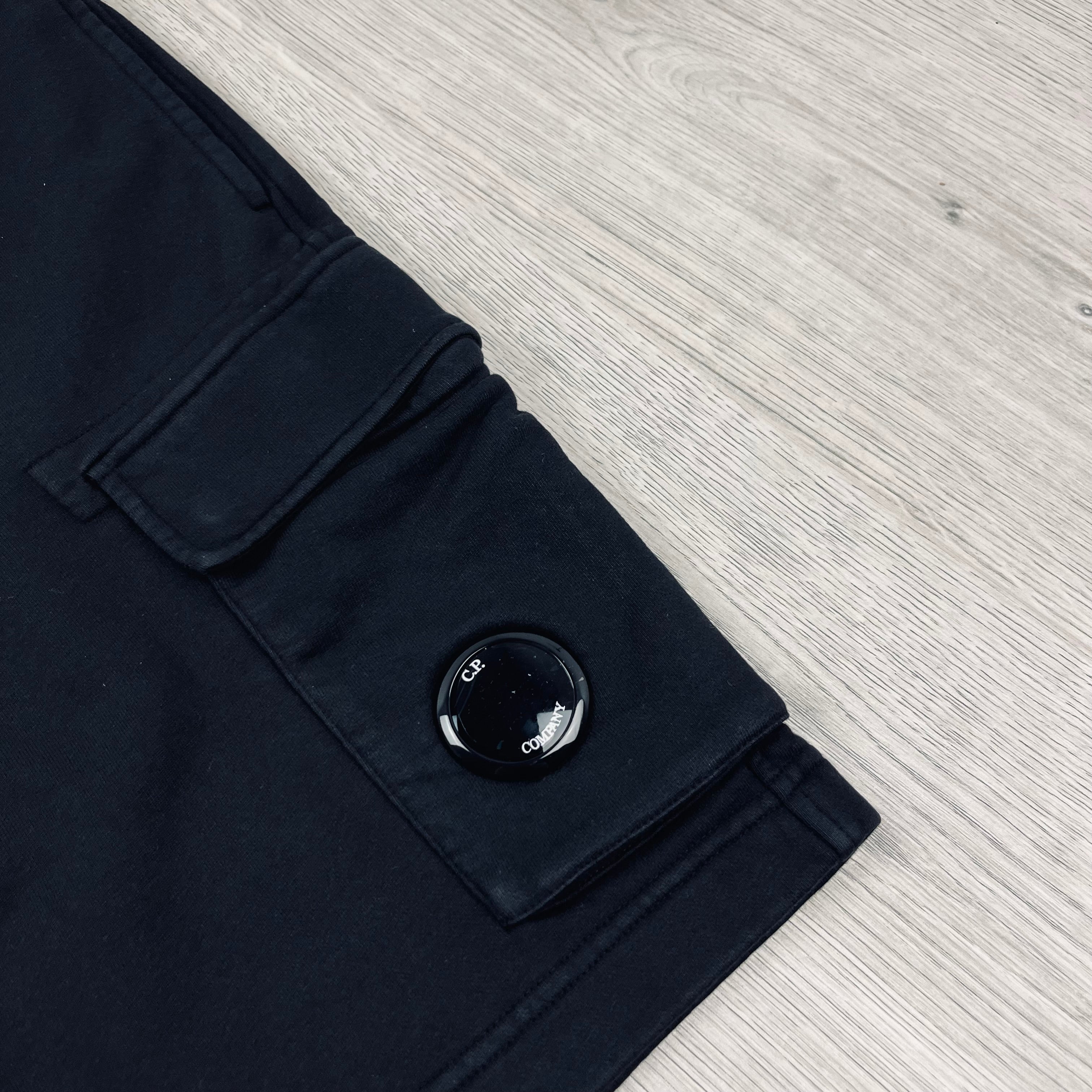 Men's CP Company Raised Fleece Jersey Shorts in Black. On sale at Open Attire.