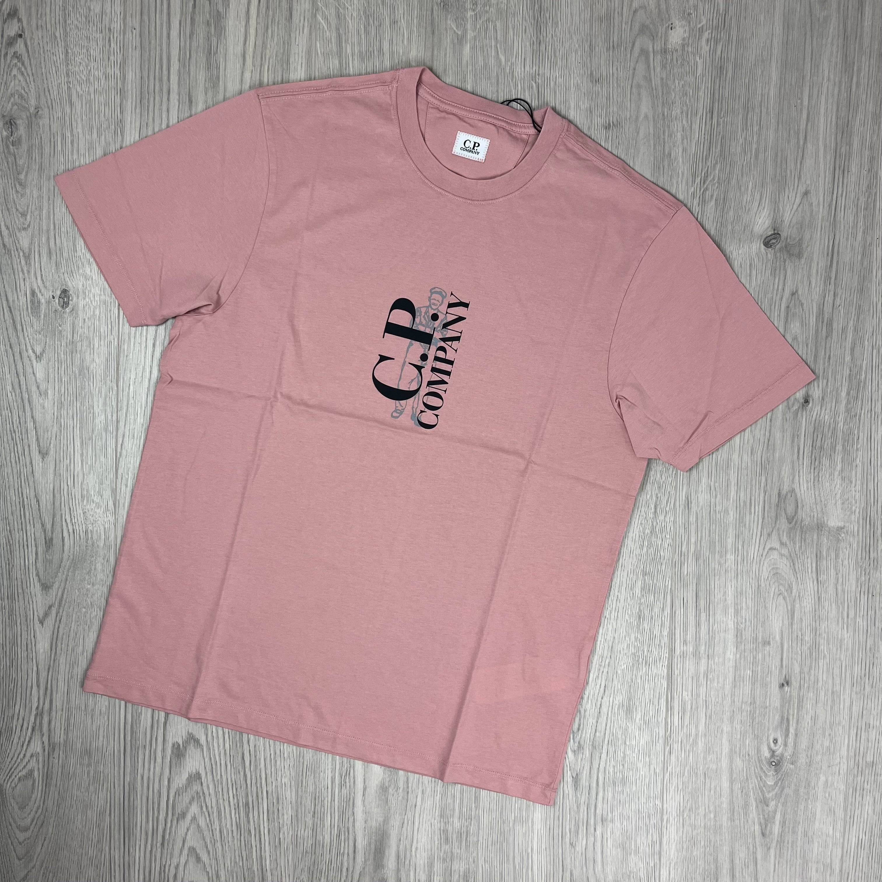 CP Company 30/1 Sailor T-Shirt in Misty Rose. On sale at Open Attire.
