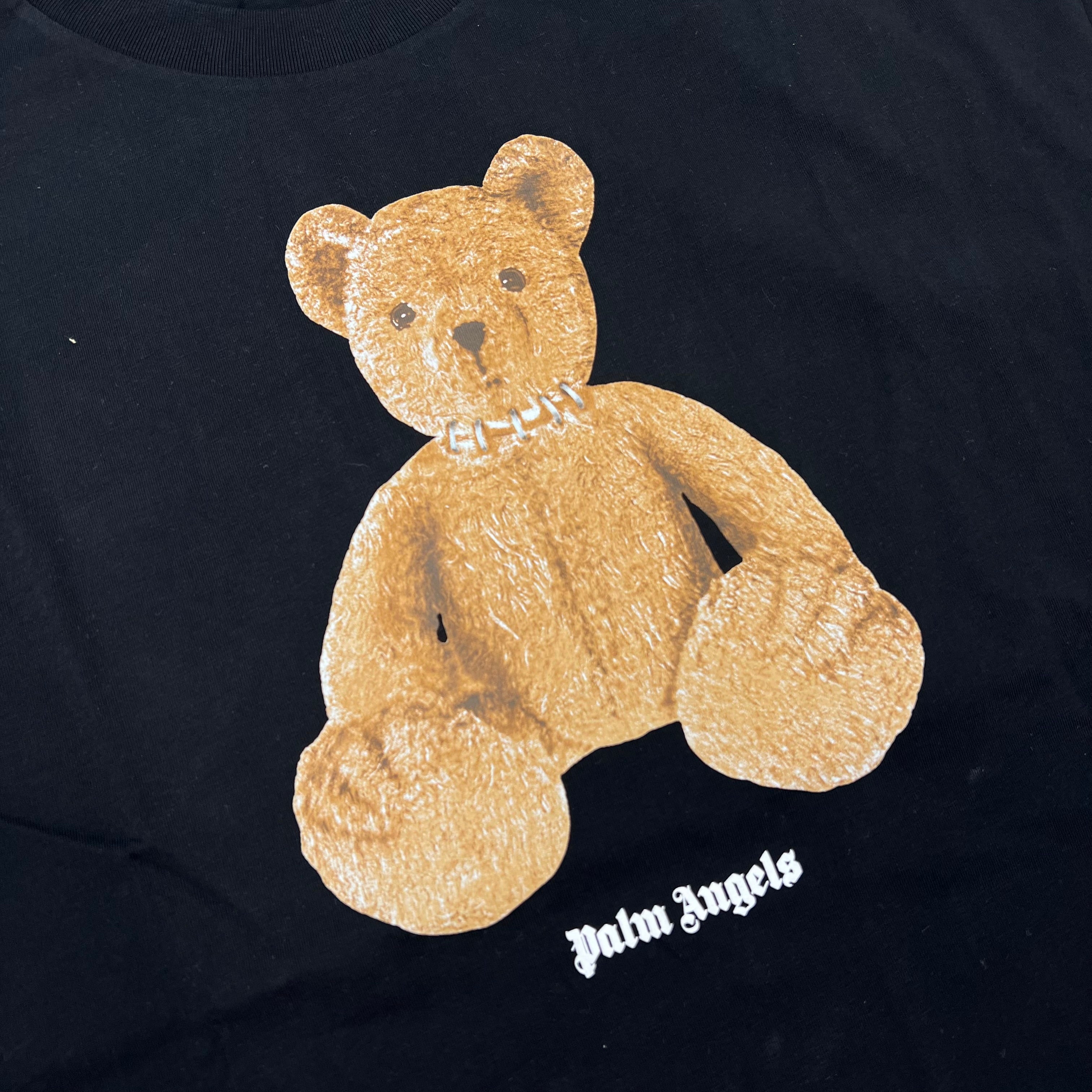 Palm Angels 'Bear' T-Shirt in Black - Close up view.