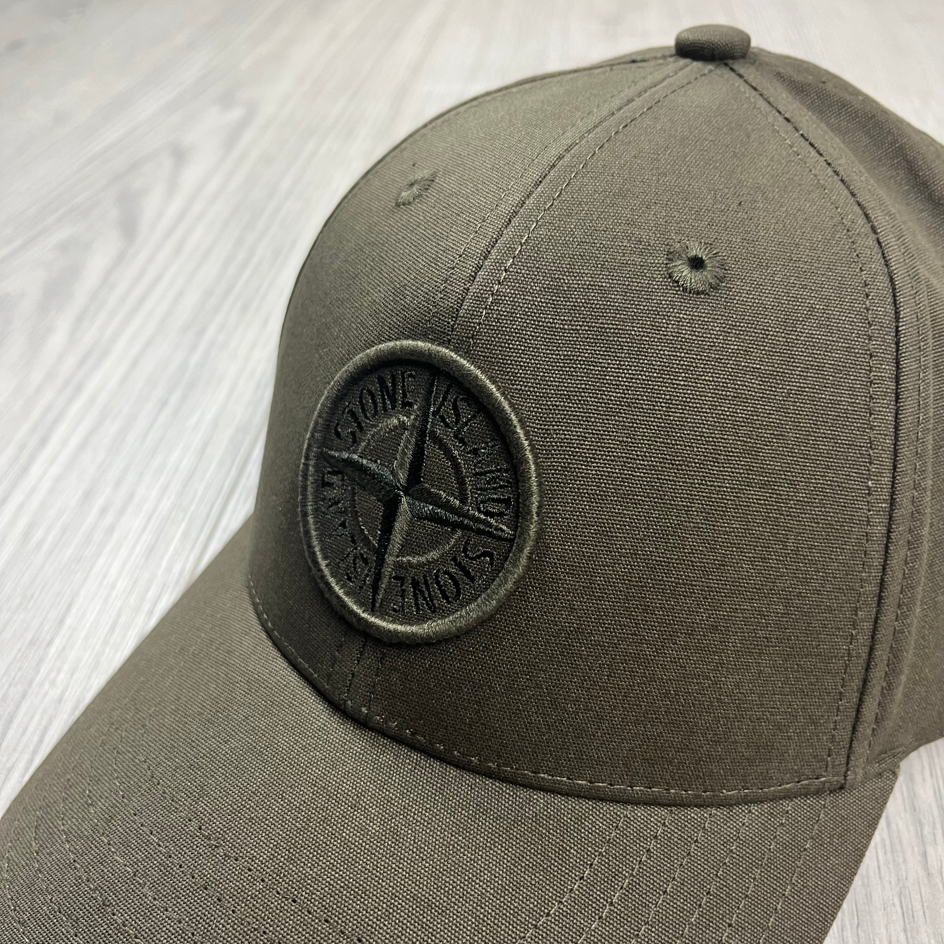 Stone Island Cotton Reps Baseball Cap in Khaki Green. On sale at Open Attire.