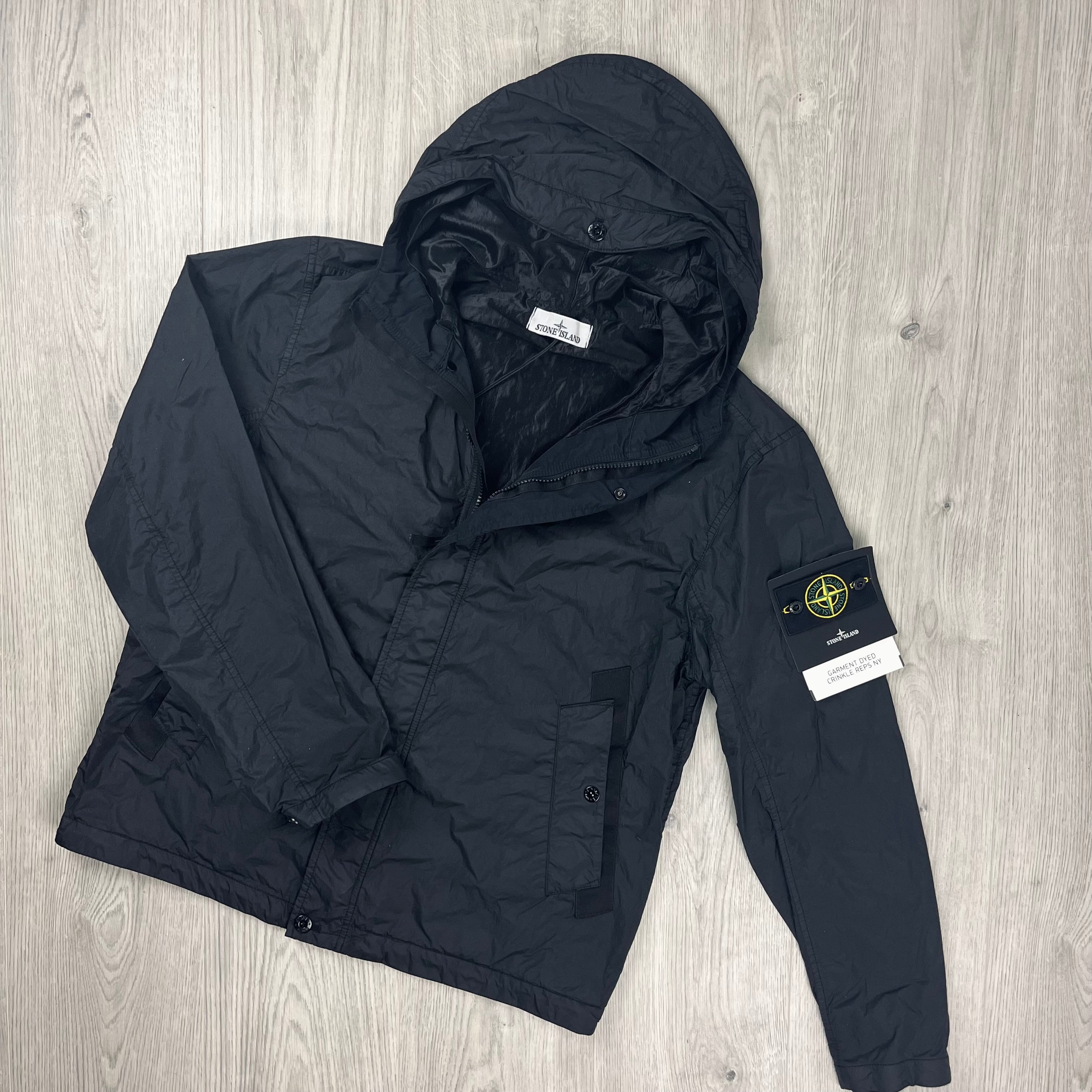 Stone Island Crinkle Reps R-NY Jacket in Black. On sale at Open Attire.
