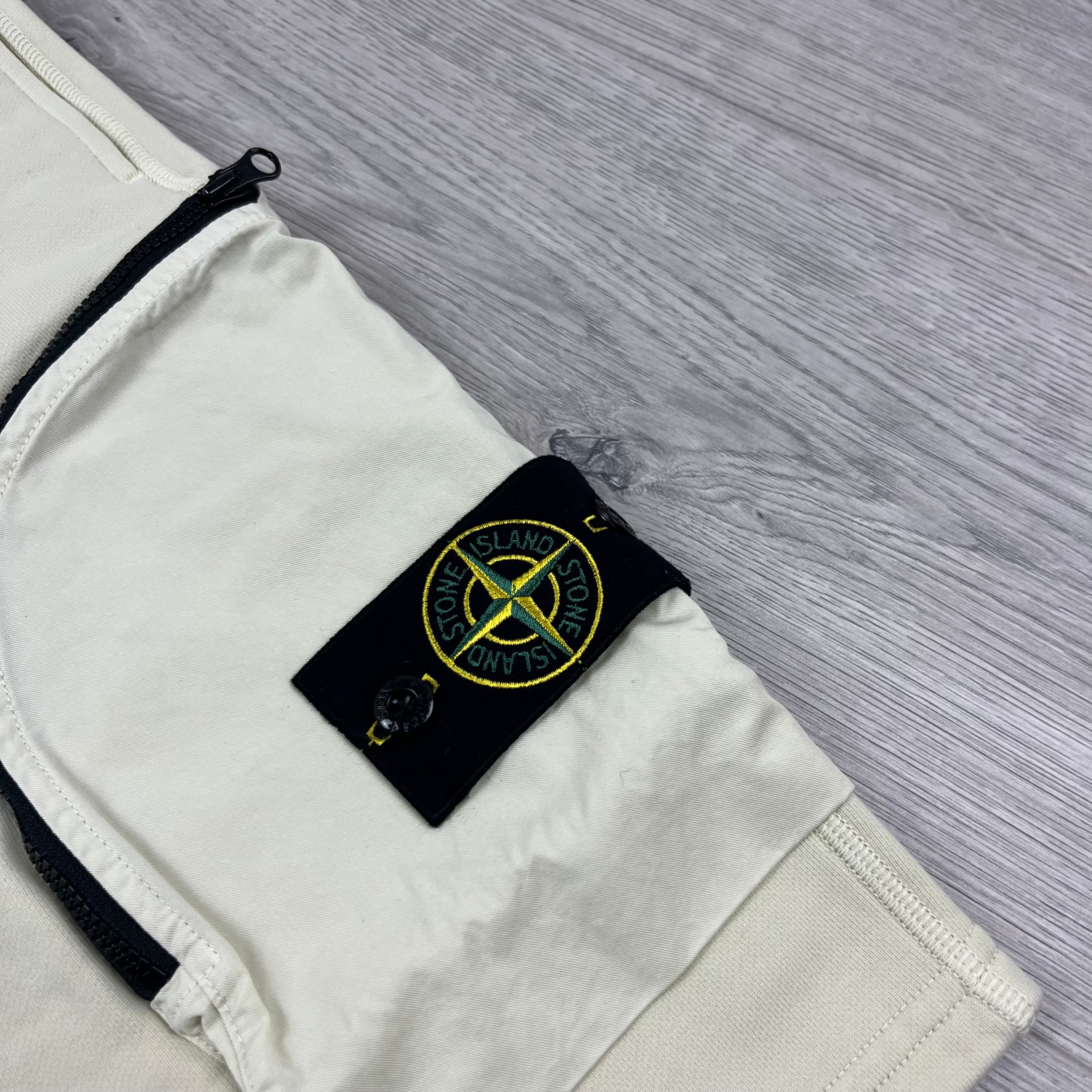 Men's Stone Island Jersey Shorts in Oat. On sale at Open Attire.