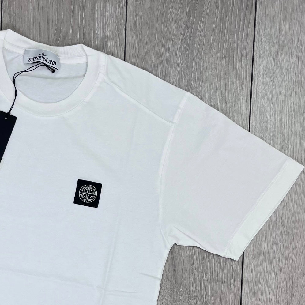 Stone Island 60/2 Patch Logo T-Shirt in White. On sale at Open Attire.