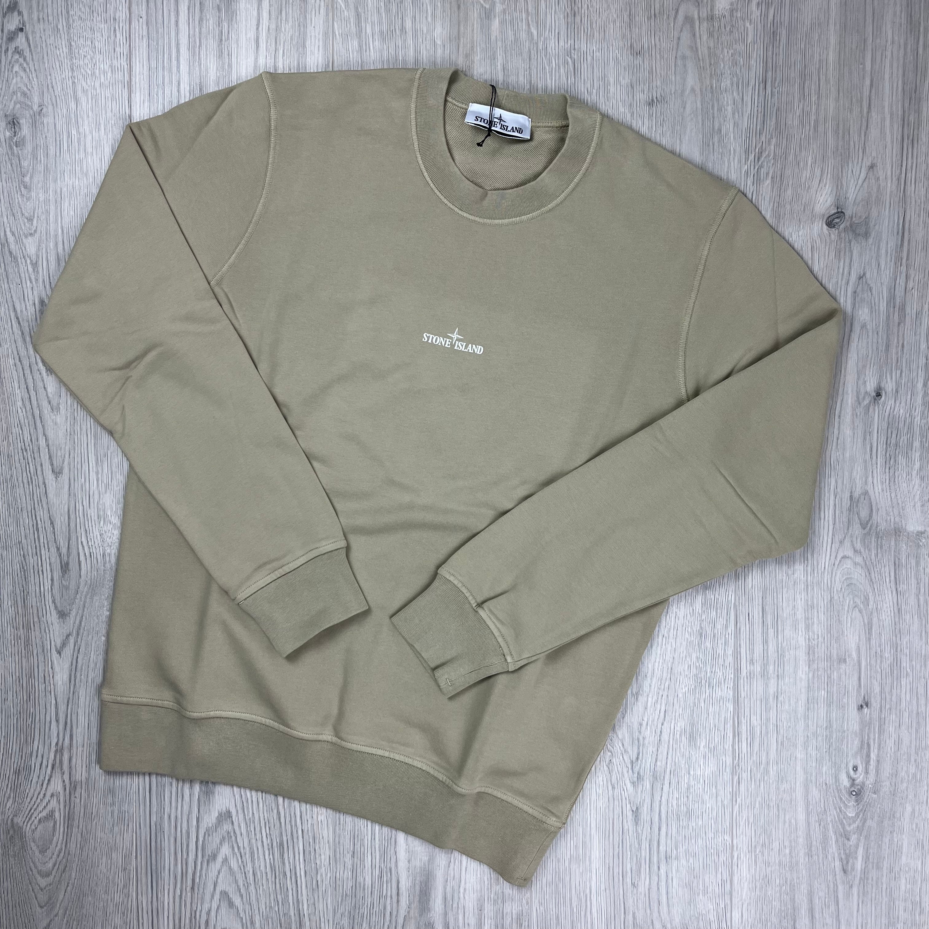 Stone Island 'Institutional Five' Sweatshirt in Desert Beige. On sale at Open Attire.