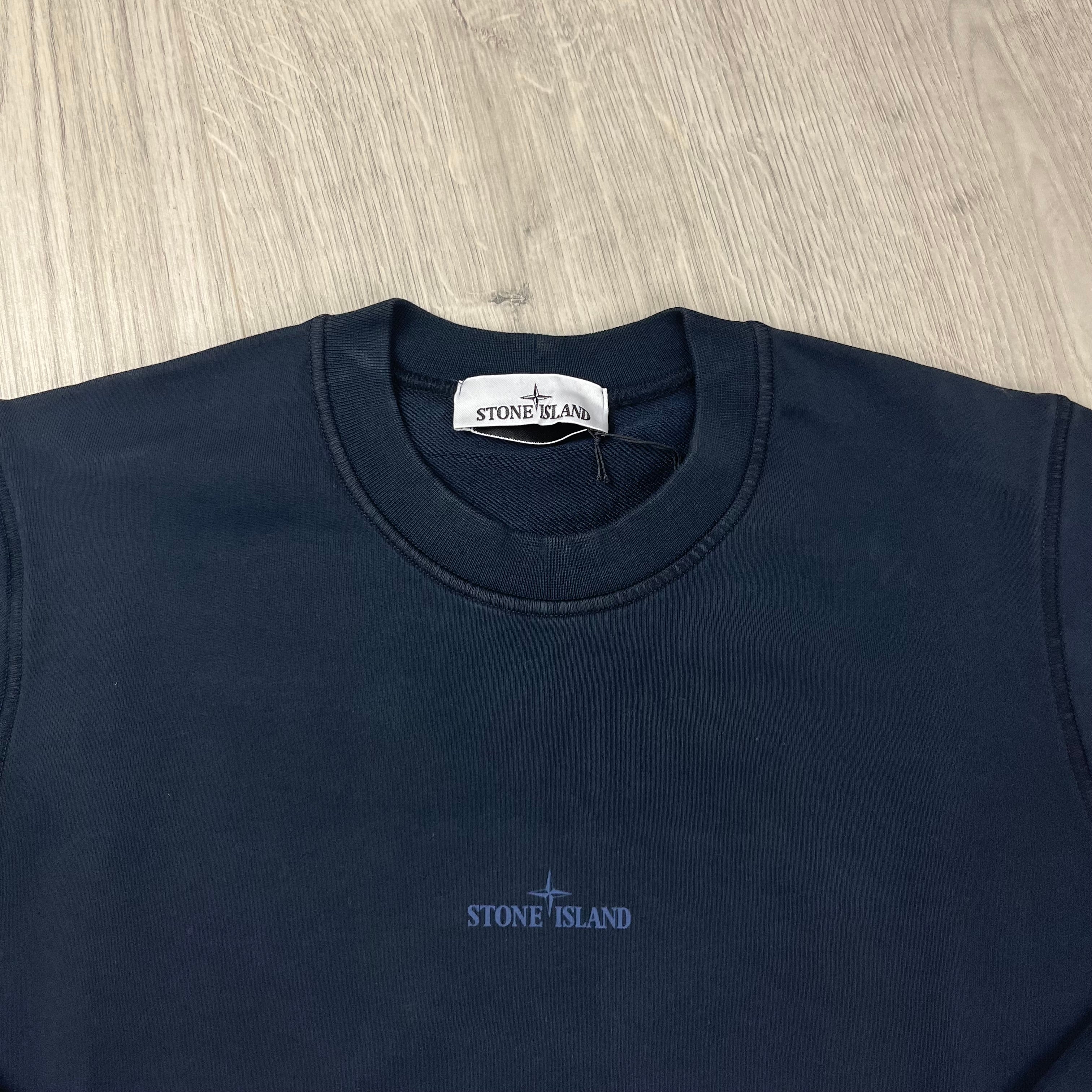 Stone Island 'Institutional Five' Sweatshirt in Navy Blue. On sale at Open Attire.