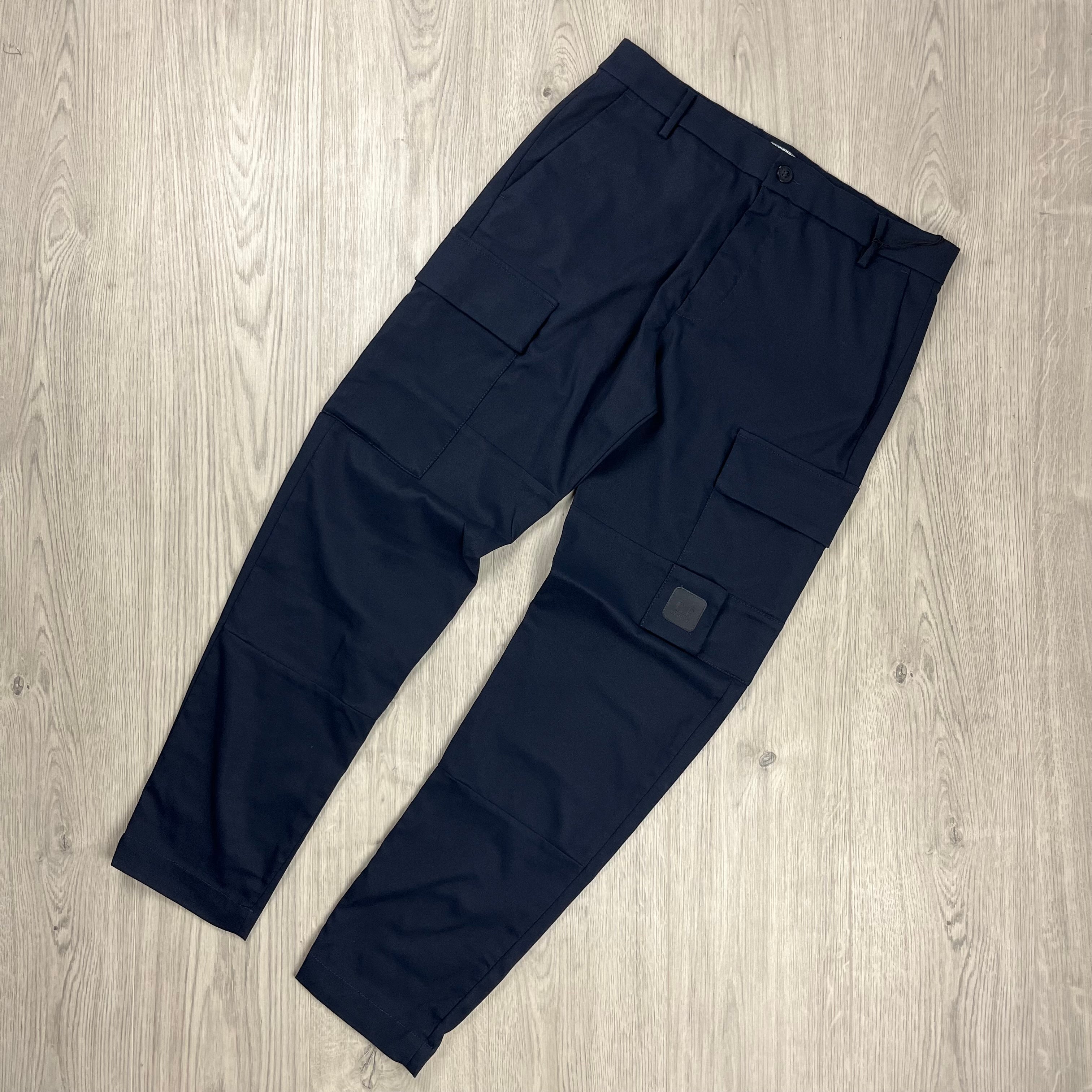 CP Company Metropolis Technical Panama Cargo Trousers in Sky Captain. On sale at Open Attire. 