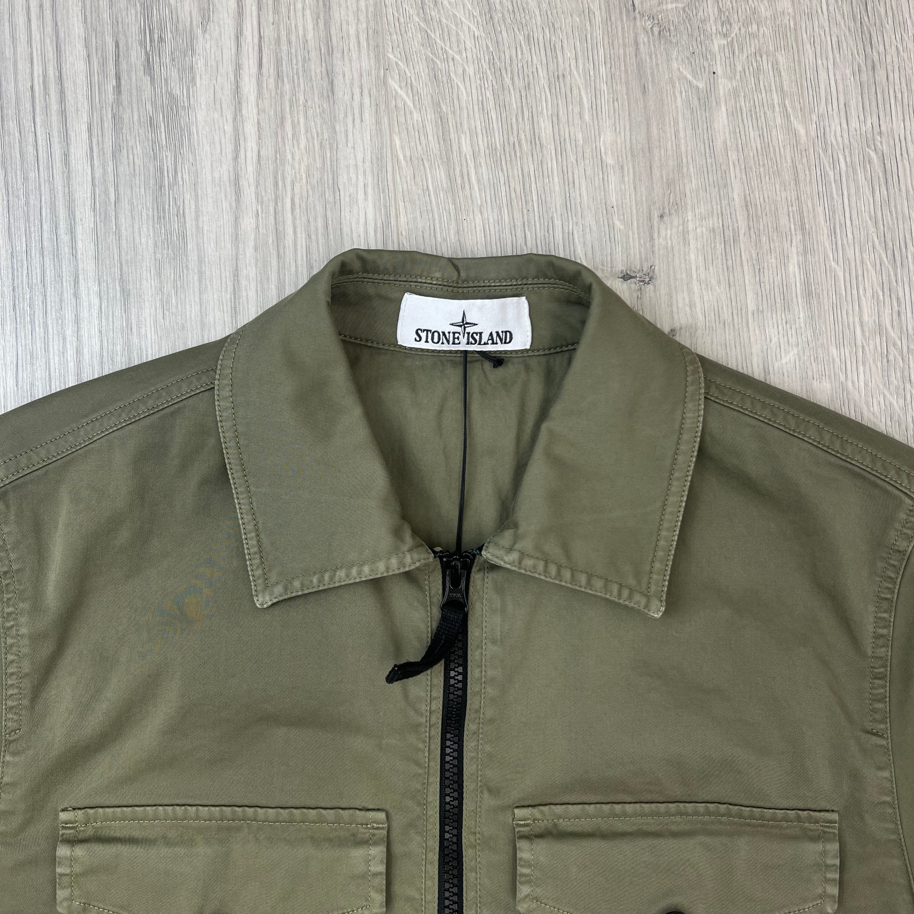 Stone Island Zip Overshirt - Military Green