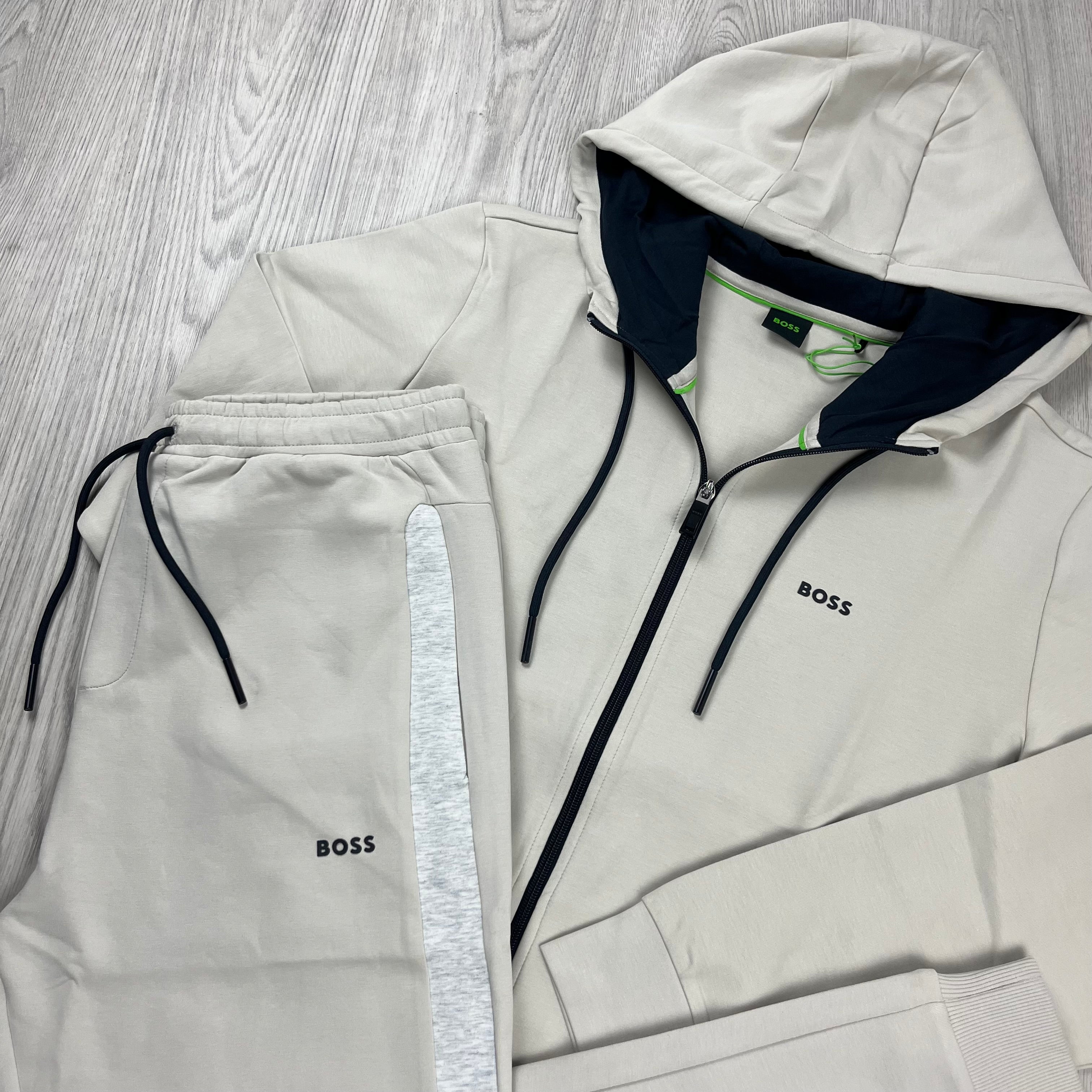 Hugo Boss Tracksuit in Cream. On sale at Open Attire.