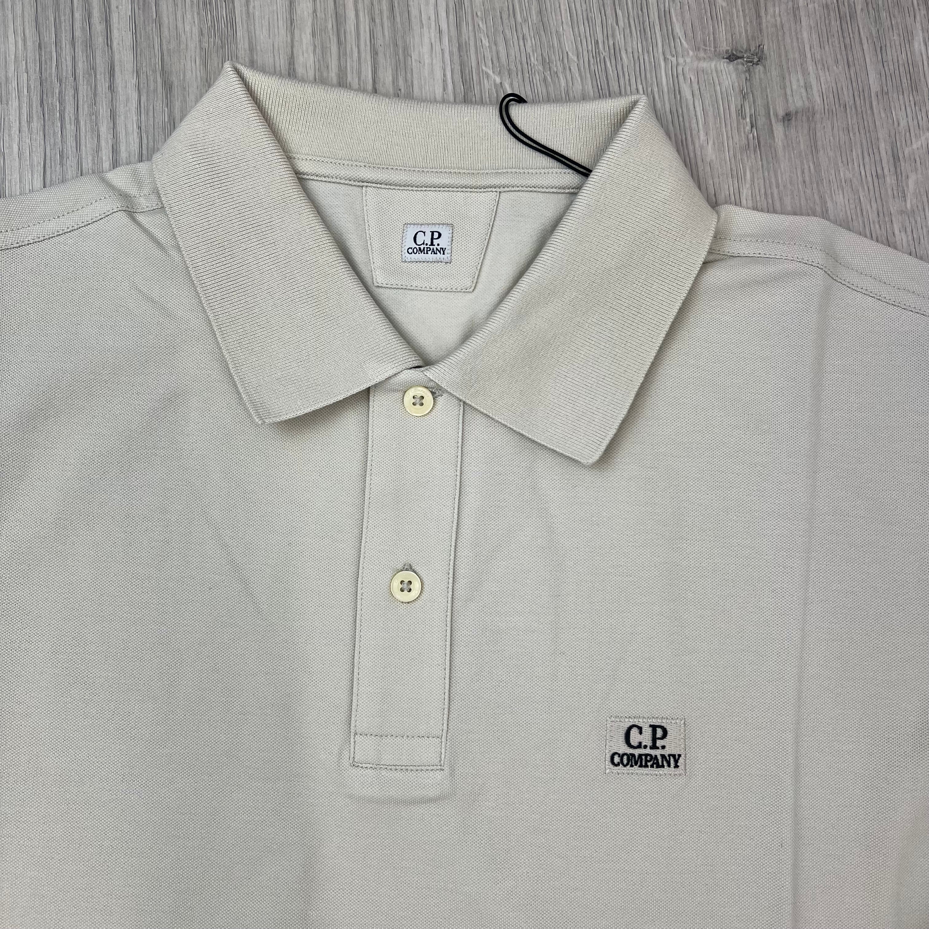 CP Company Piquet Polo Shirt - Silver Birch