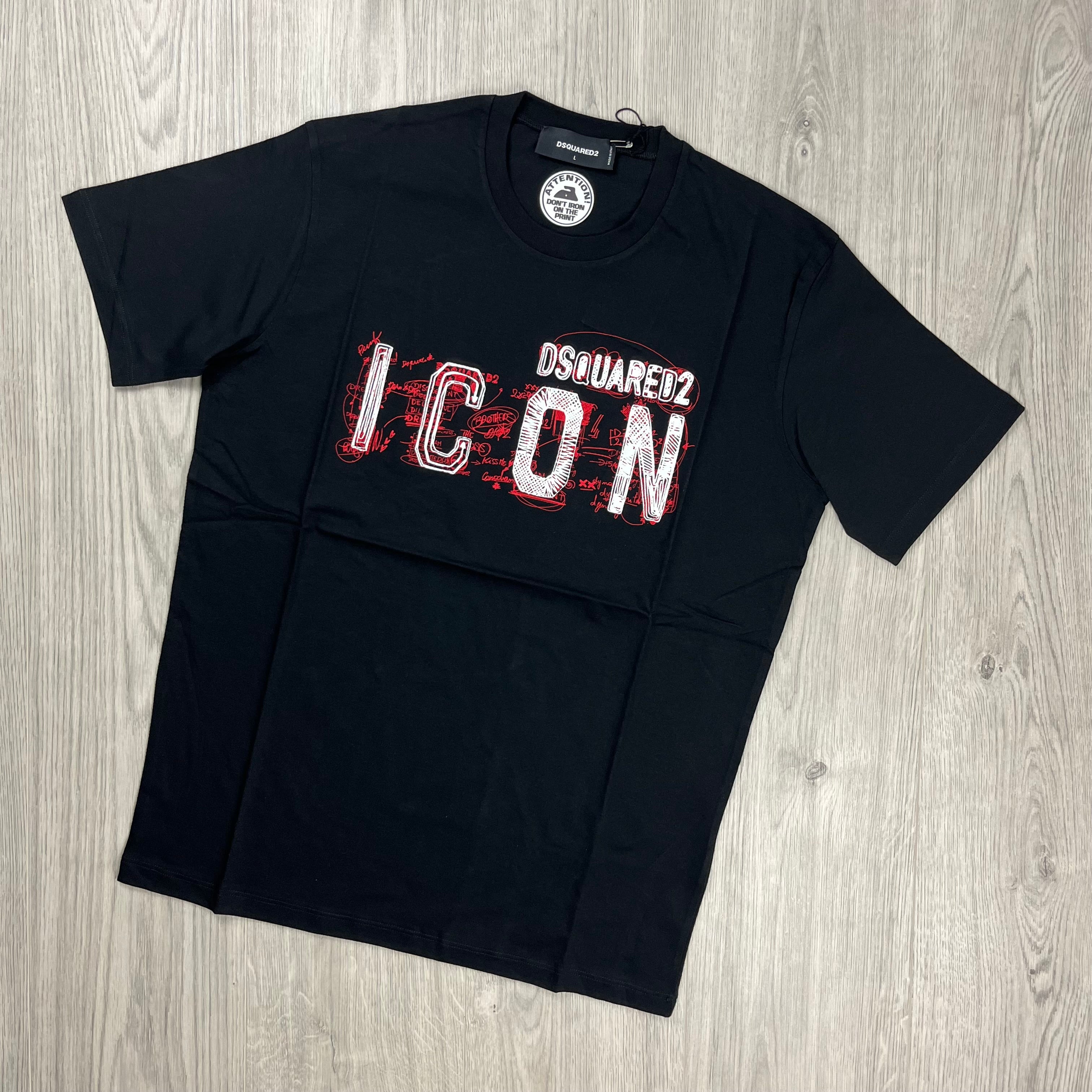 DSQUARED2 Scribble ICON T-Shirt in Black. On sale at Open Attire.