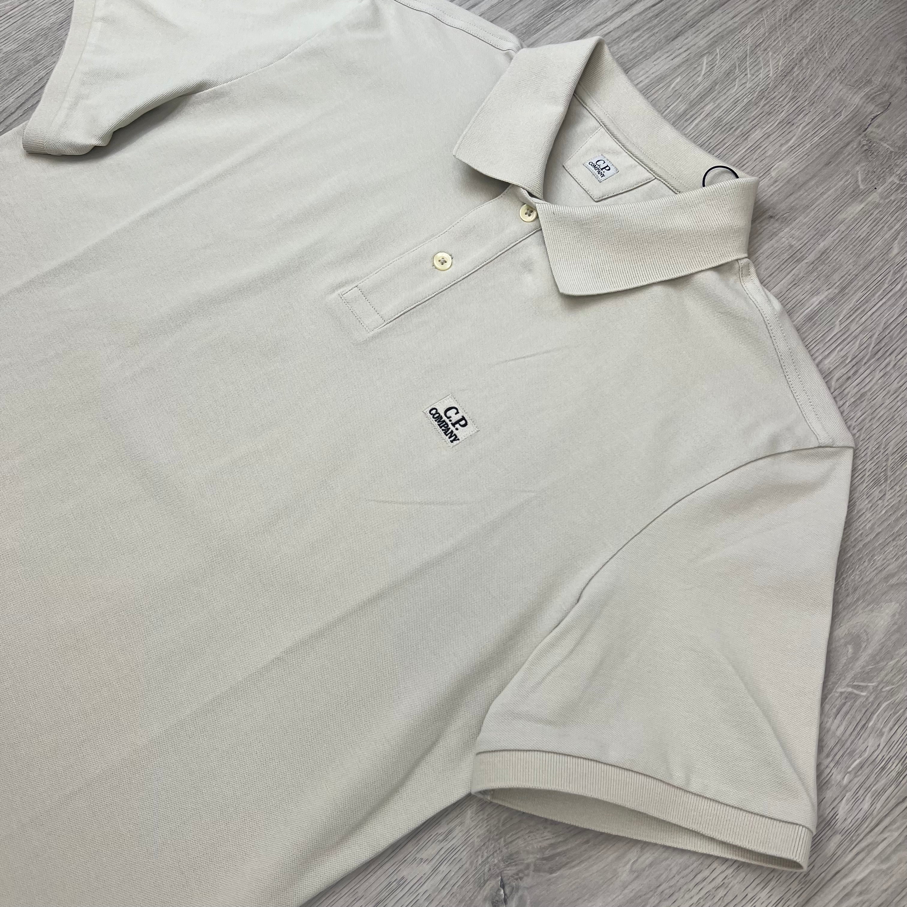 CP Company Piquet Polo Shirt - Silver Birch
