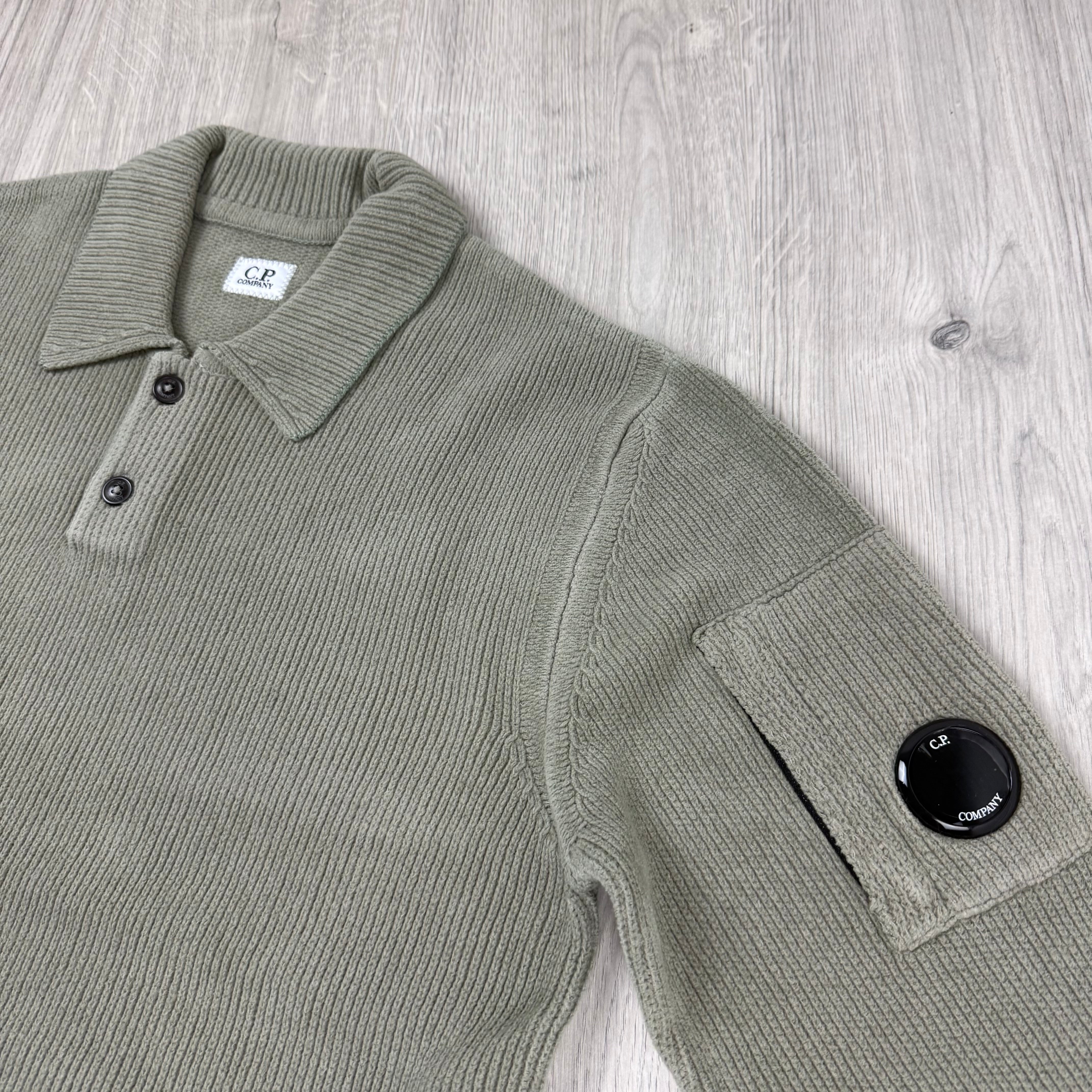 CP Company Chenille Knit Polo - Fallen Rock