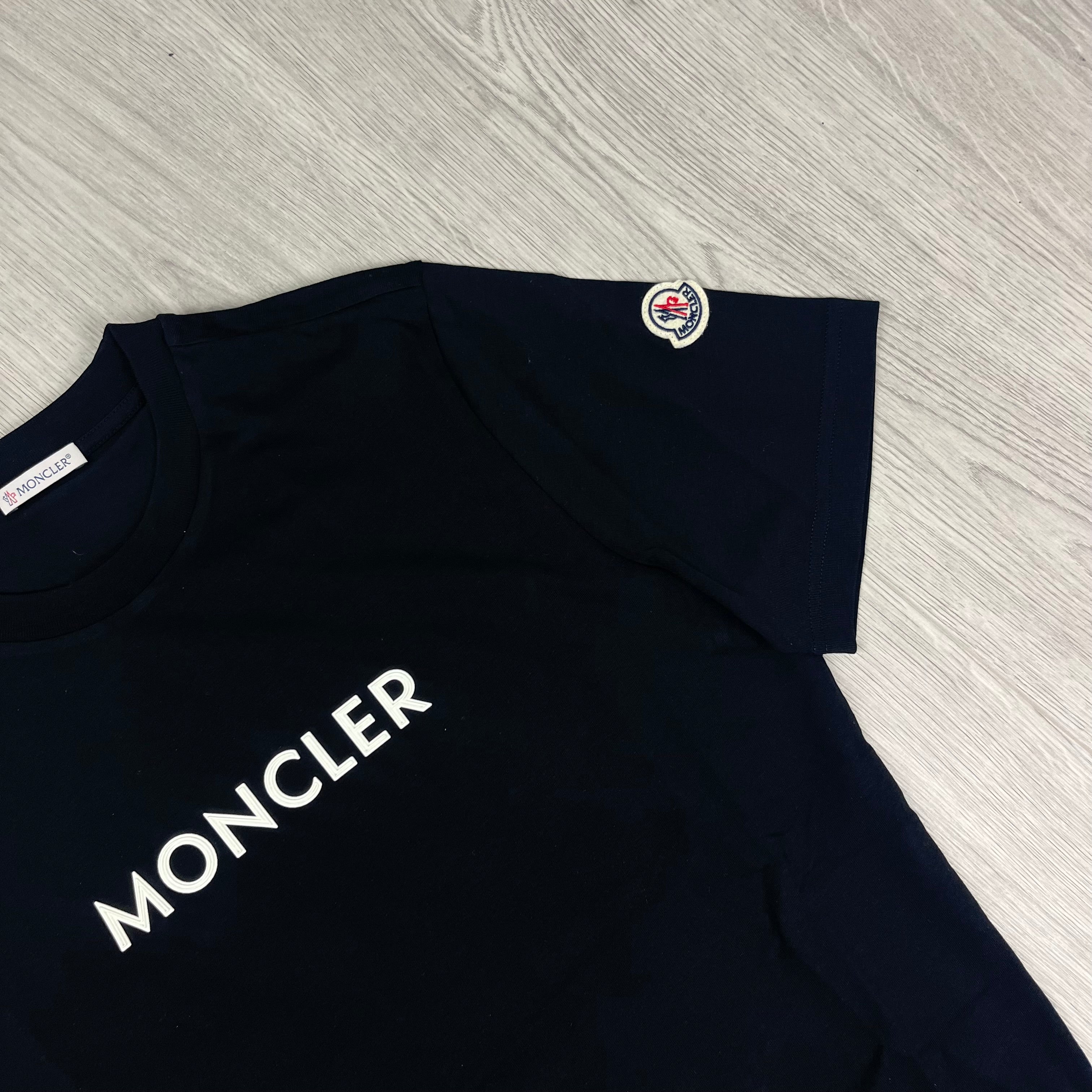 Moncler Logo T-shirt in Black. On sale at Open Attire.