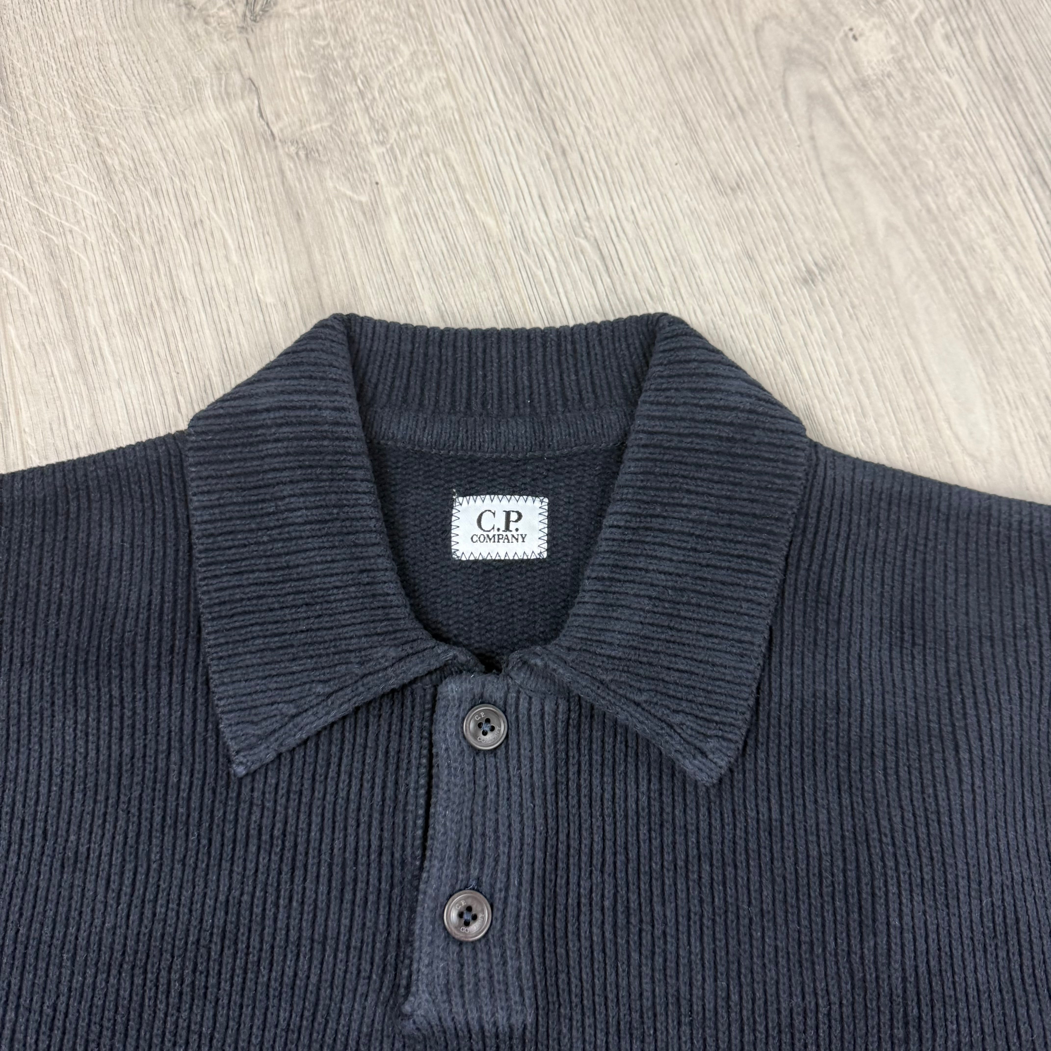 CP Company Chenille Knit Polo - Navy