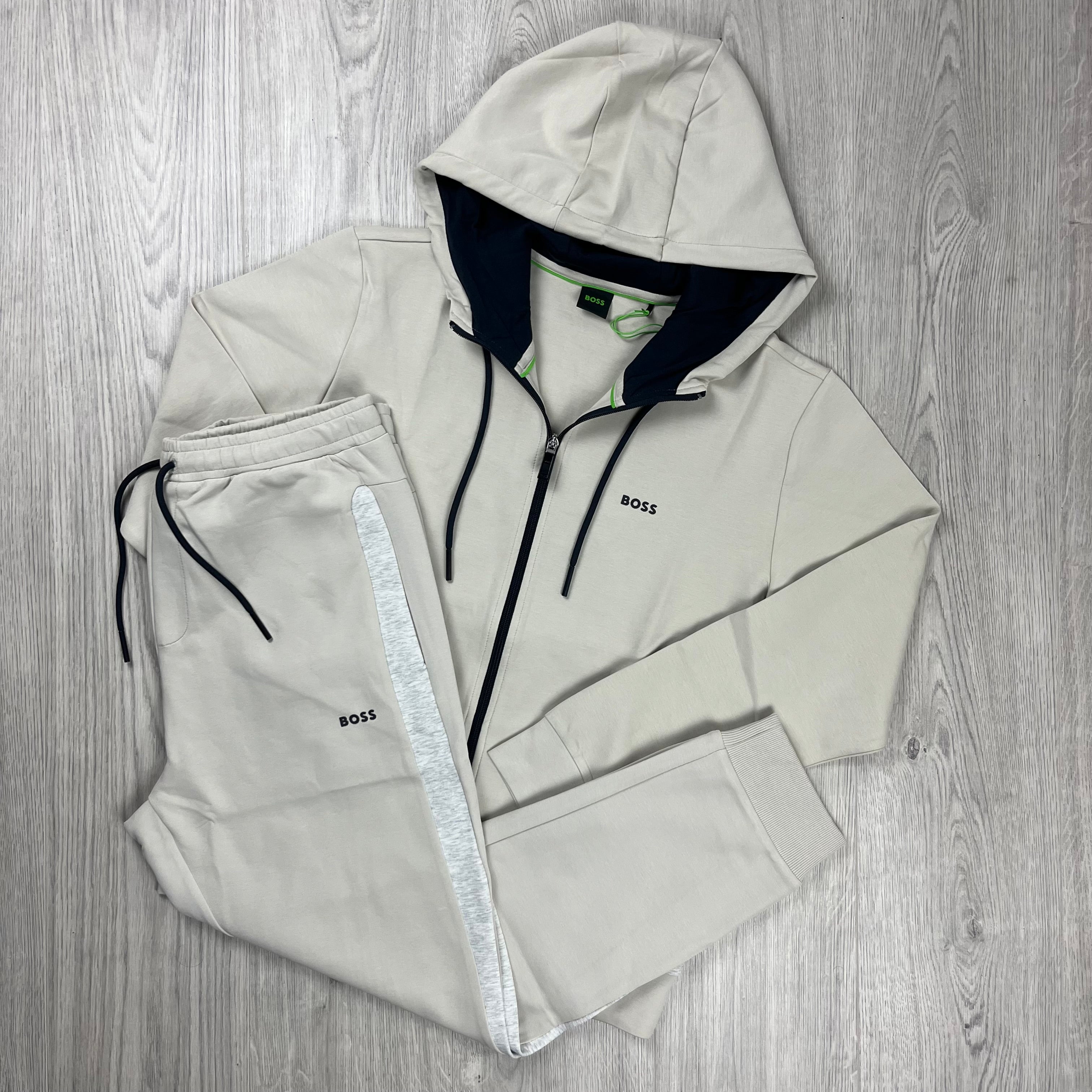 Hugo Boss Tracksuit in Cream. On sale at Open Attire.