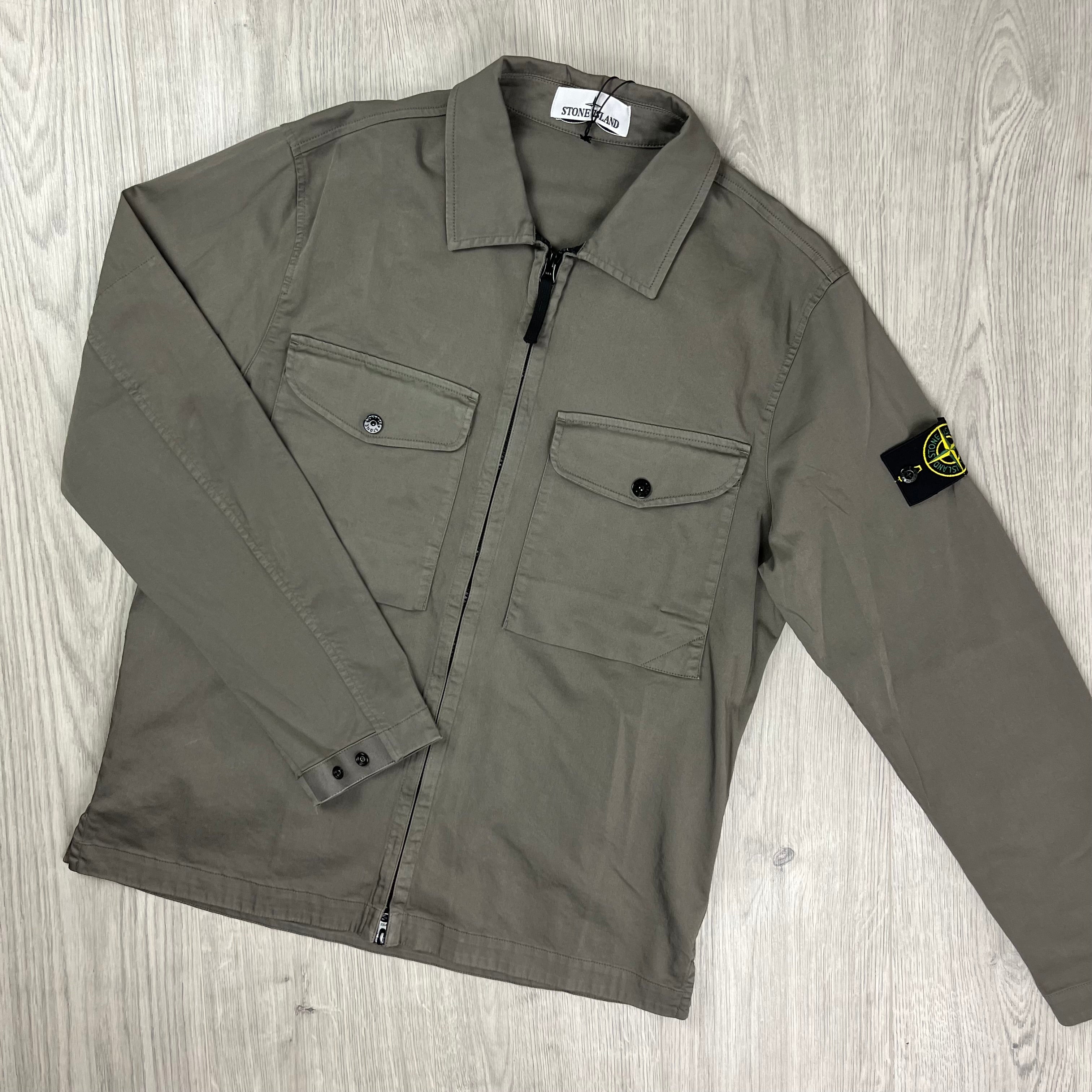 Stone Island Zip Overshirt - Walnut