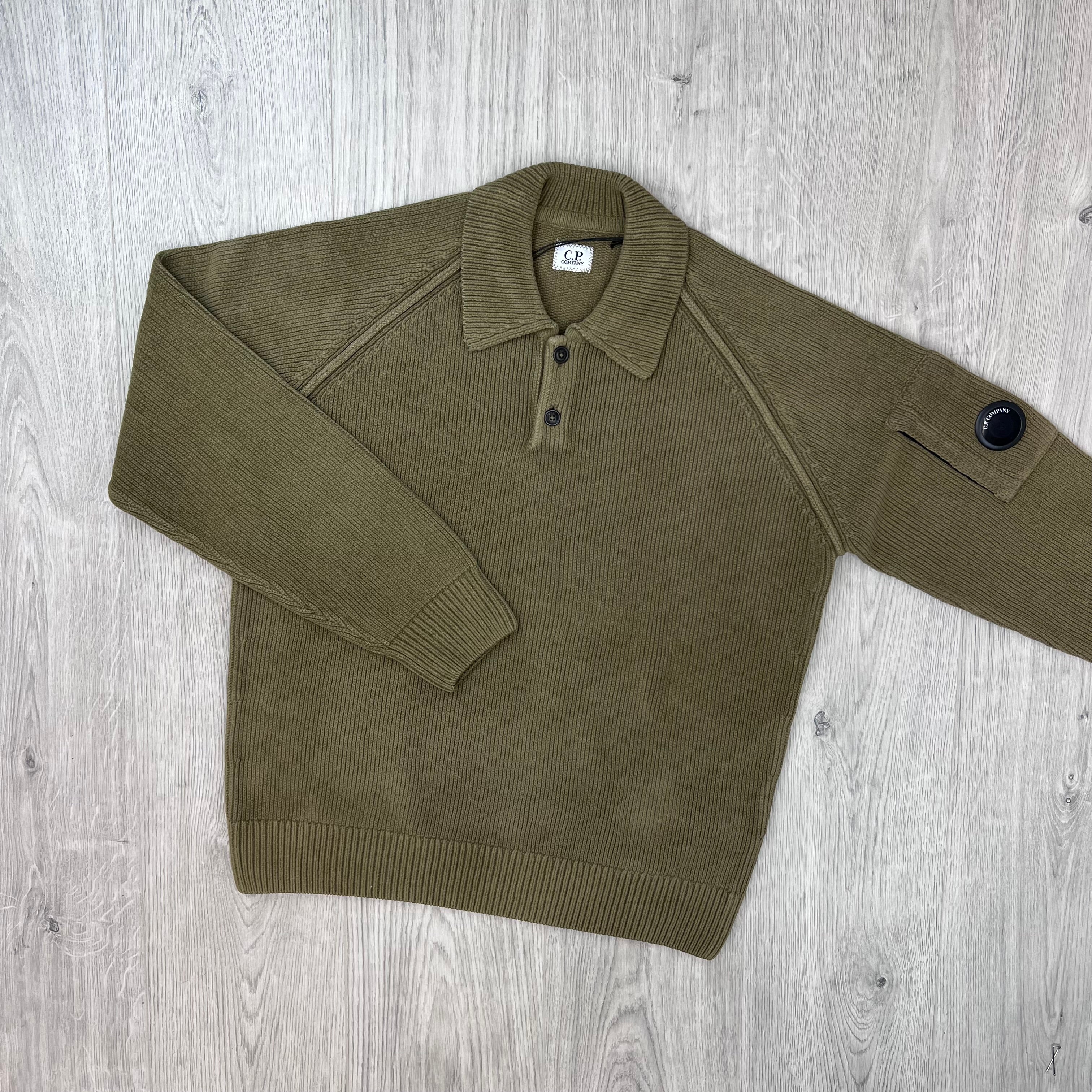 CP Company Chenille Knit Polo - Ermine