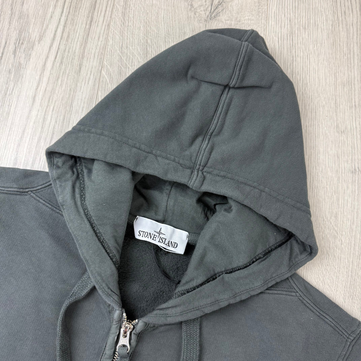 Stone Island Zip Hoodie - Lead Grey