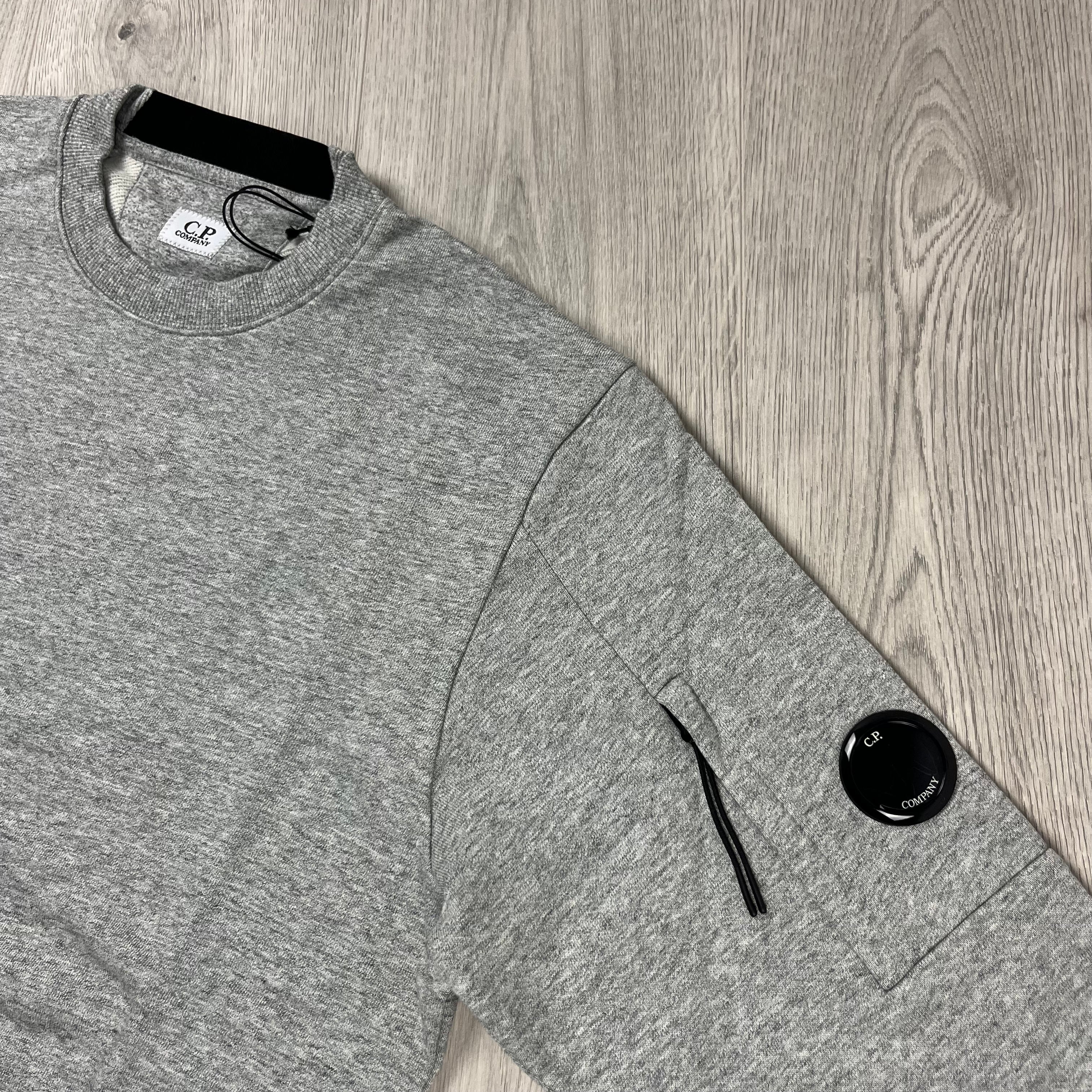 CP Company Raised Fleece Sweatshirt in Greystone Melange. On sale at Open Attire.