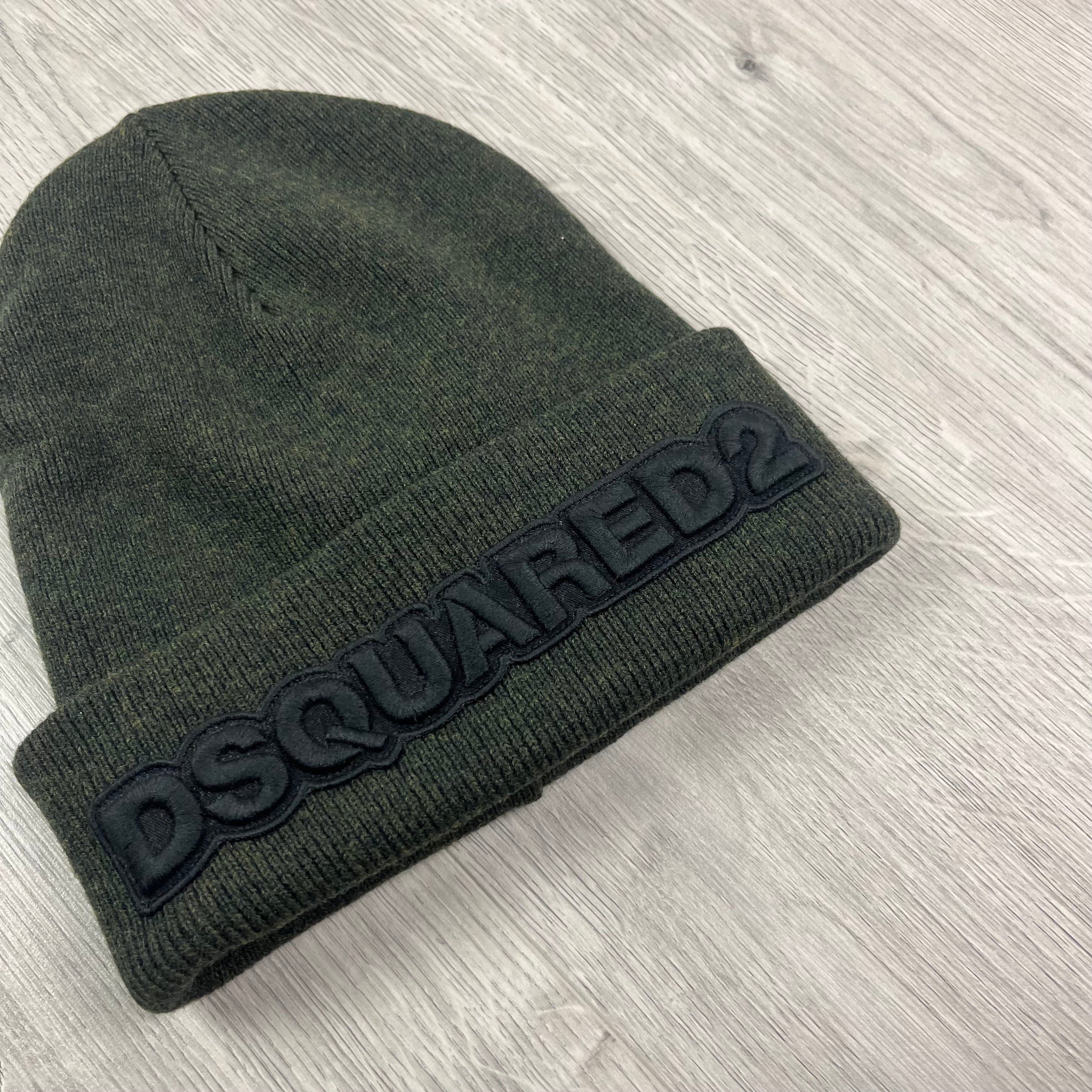 DSQUARED2 wool beanie in Khaki. On sale at Open Attire.