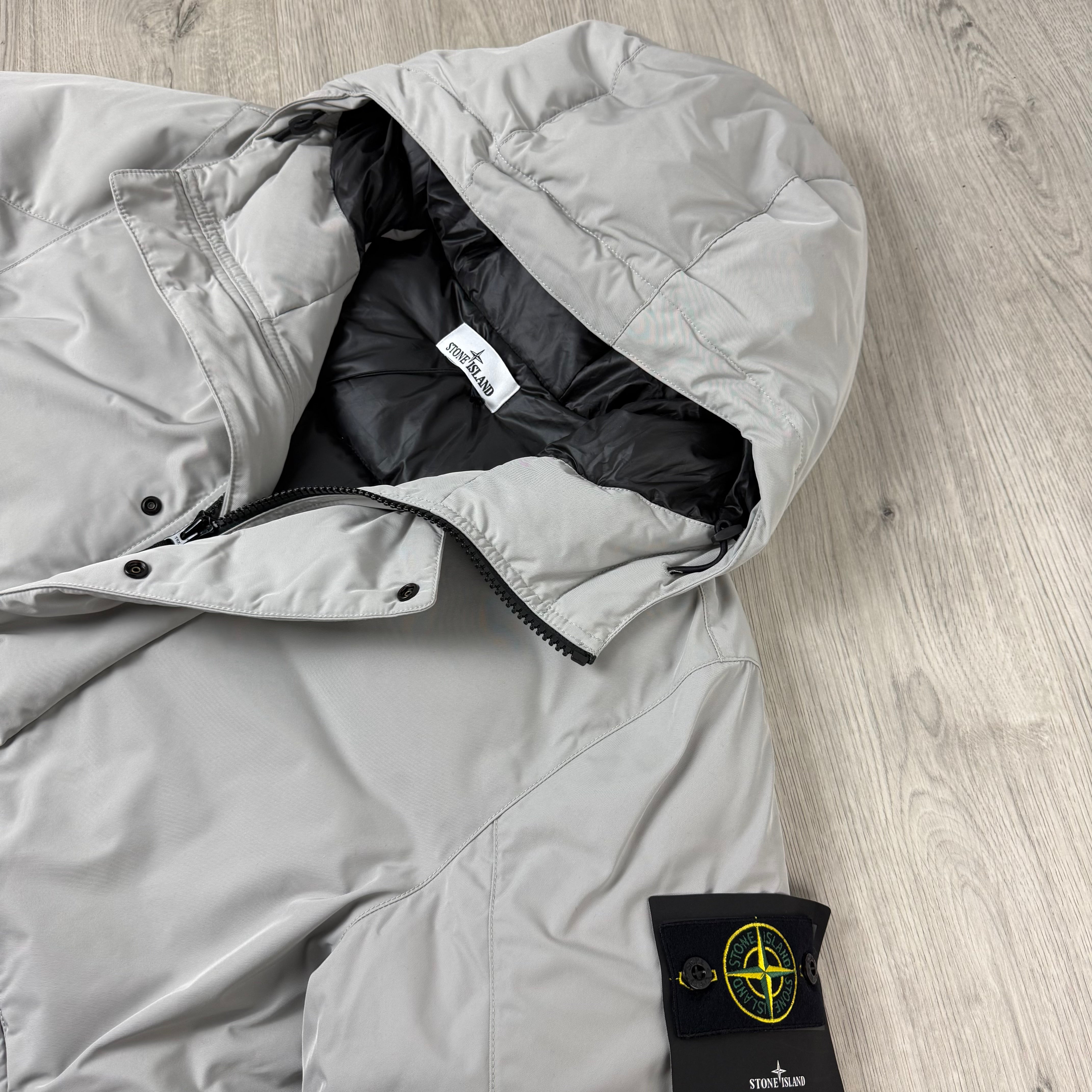 Stone Island Micro Twill Down Parka - Pearl Grey