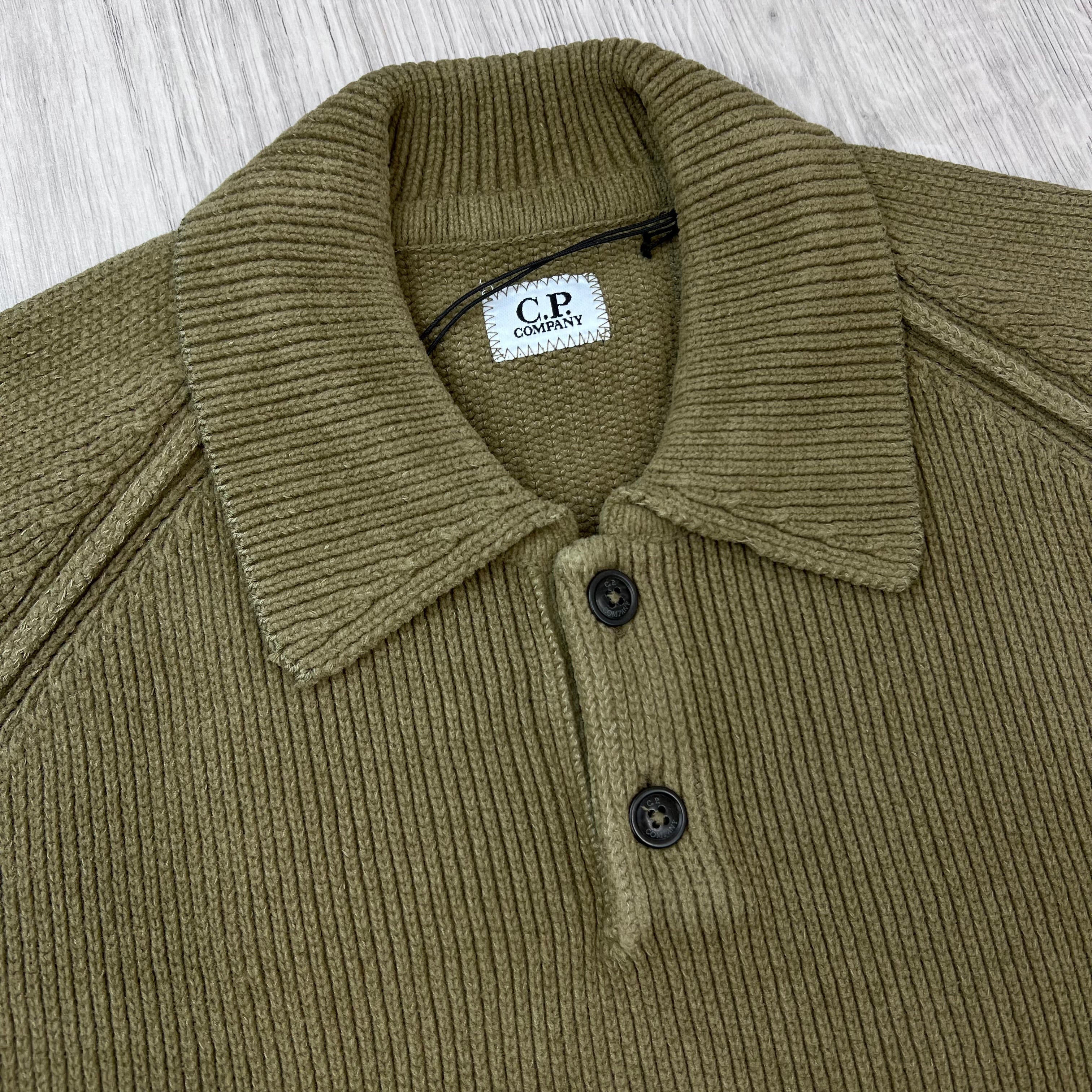 CP Company Chenille Knit Polo - Ermine