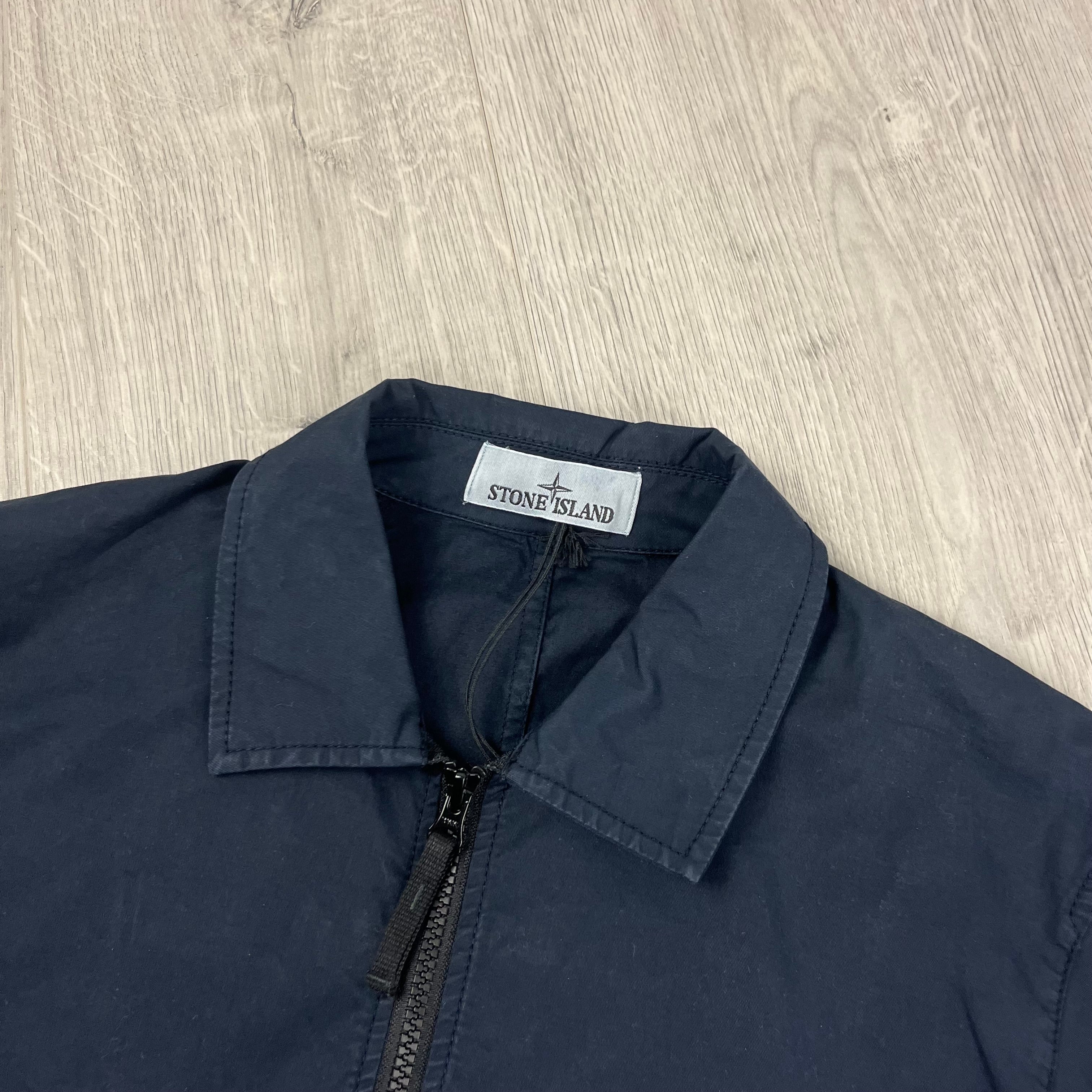 Stone Island Gabardine Overshirt in Navy Blue. On sale at Open Attire.