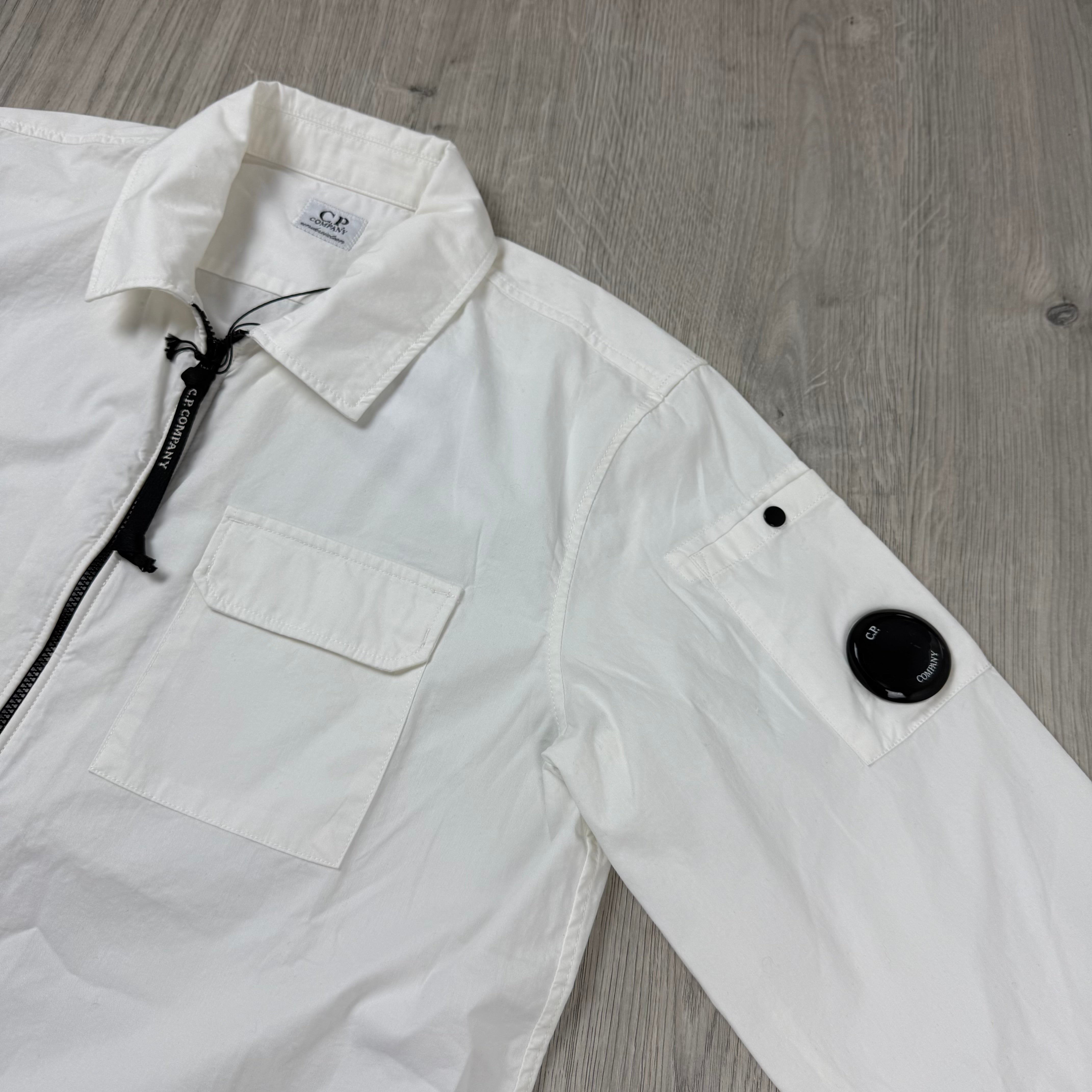 CP Company Junior Zip Overshirt - White