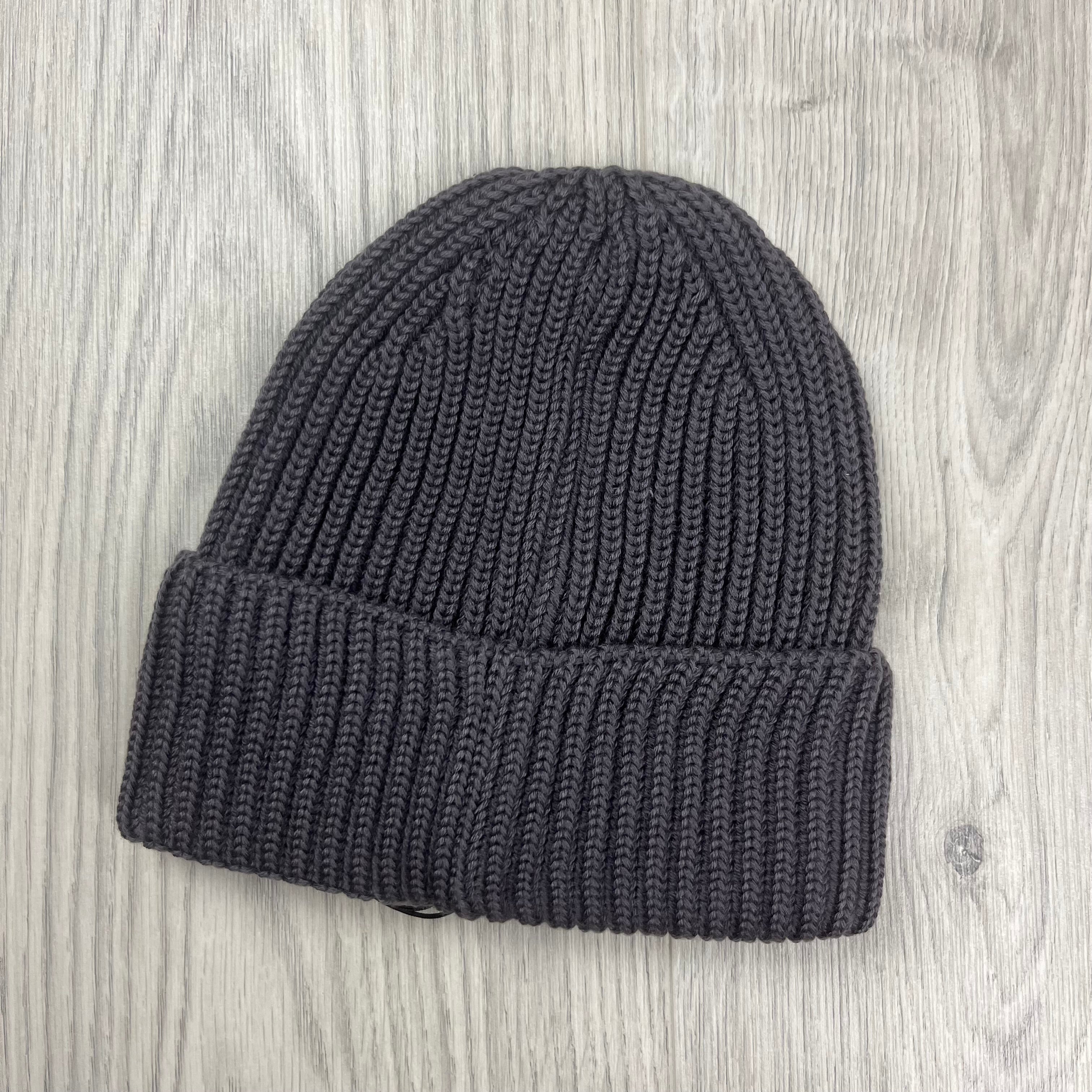 CP Company Merino Wool Lens Beanie in Boulevard Violet. On sale at Open Attire.