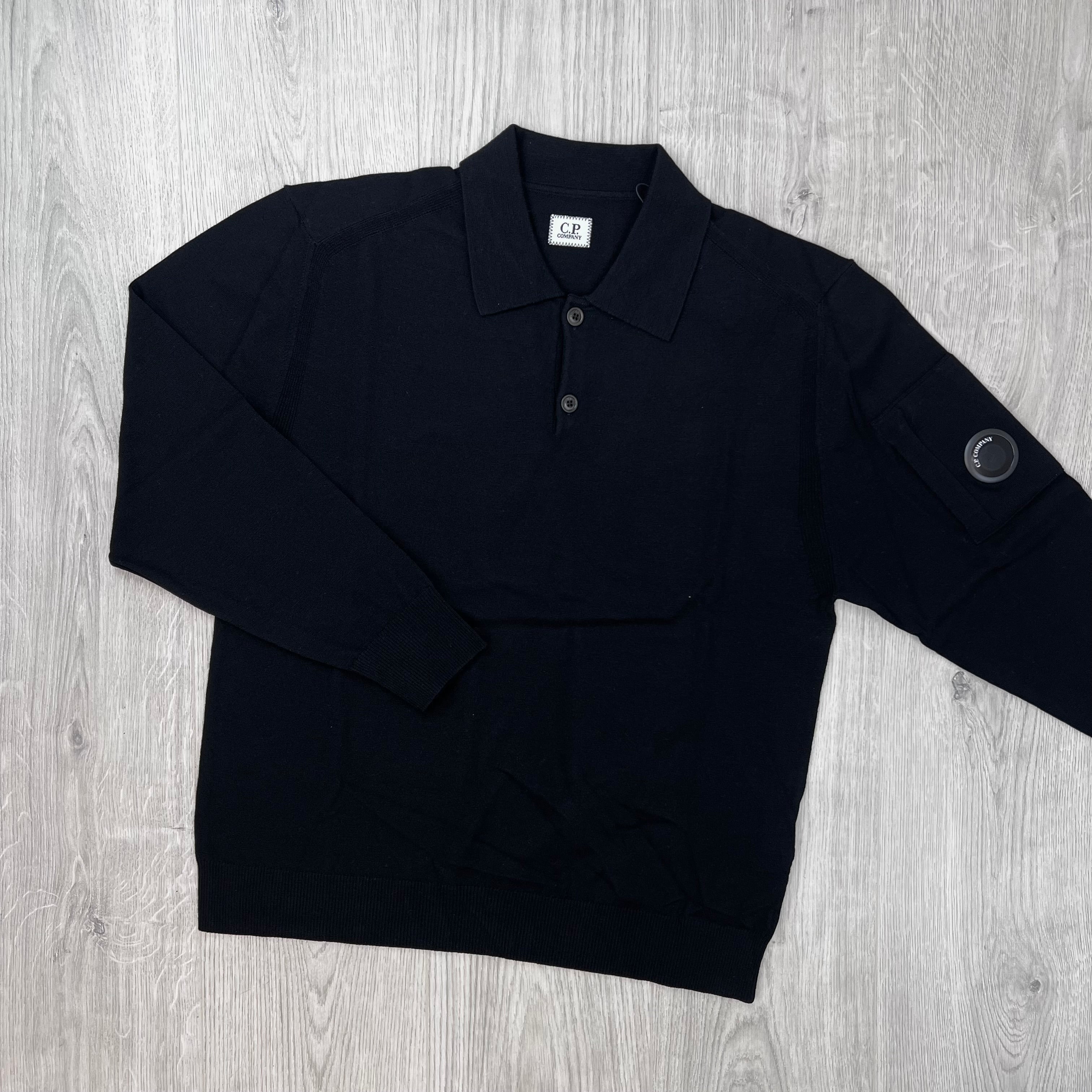 CP Company Knit Polo Sweatshirt - Black